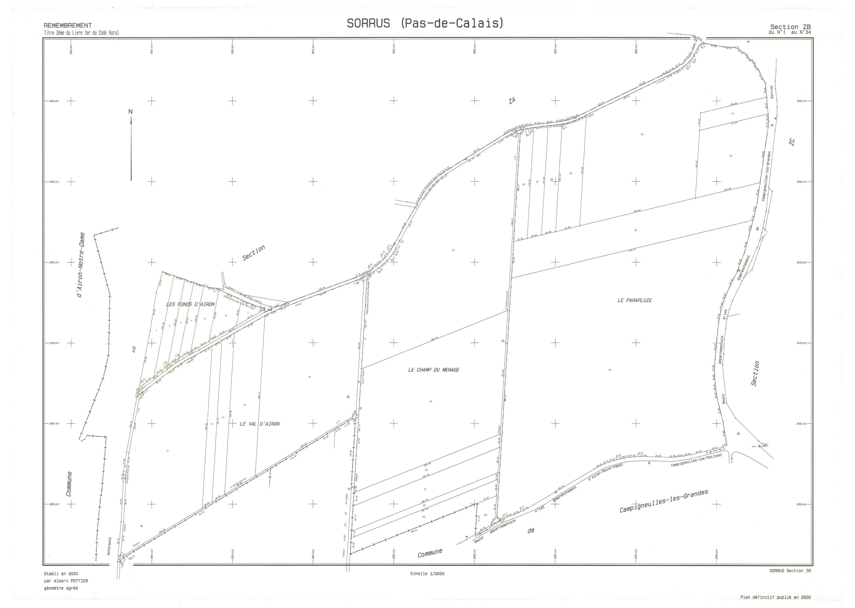 Sorrus - Plan de remembrement : section ZB.