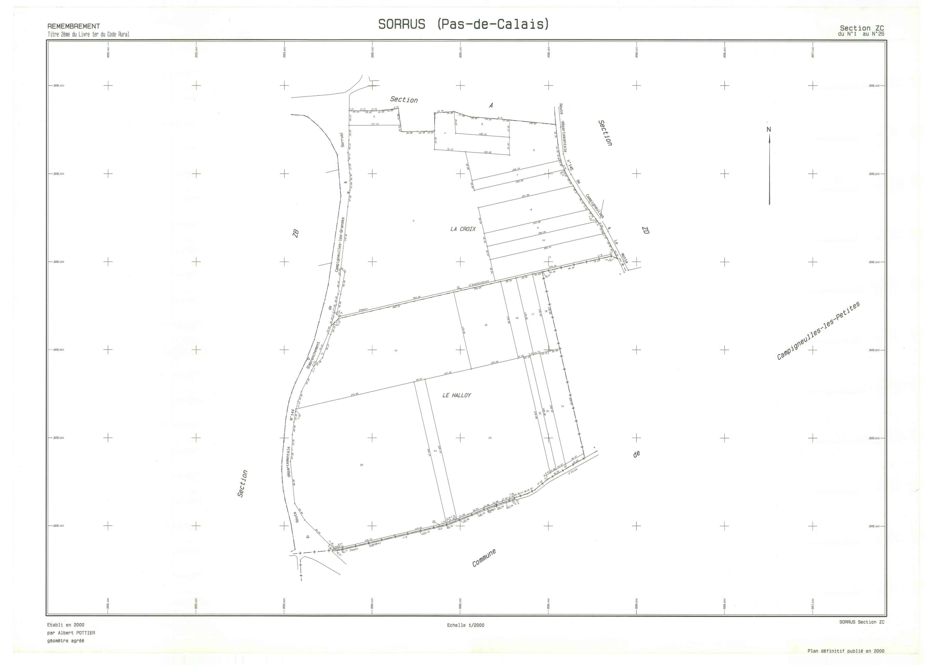 Sorrus - Plan de remembrement : section ZC.