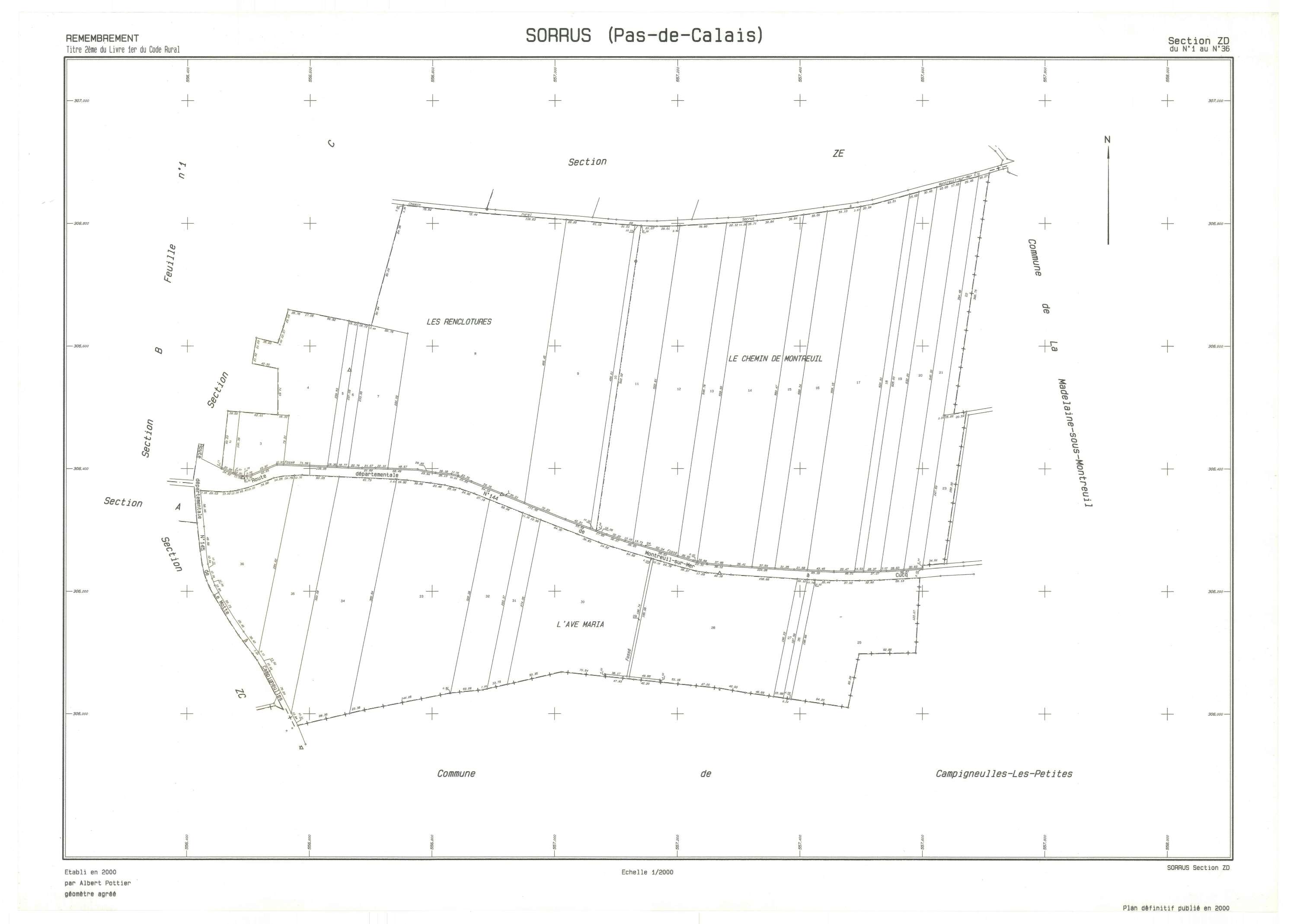 Sorrus - Plan de remembrement : section ZD.