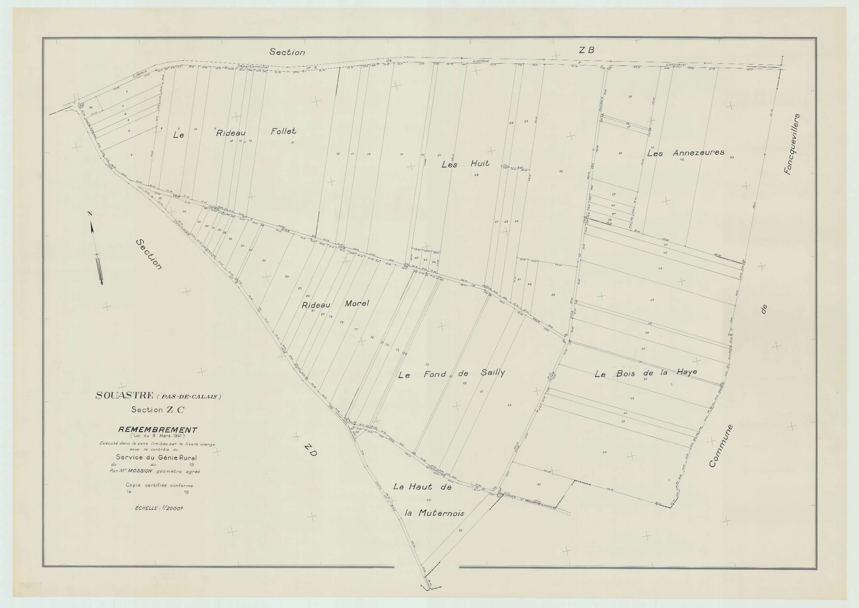 Souastre - Plan de remembrement : section ZC.