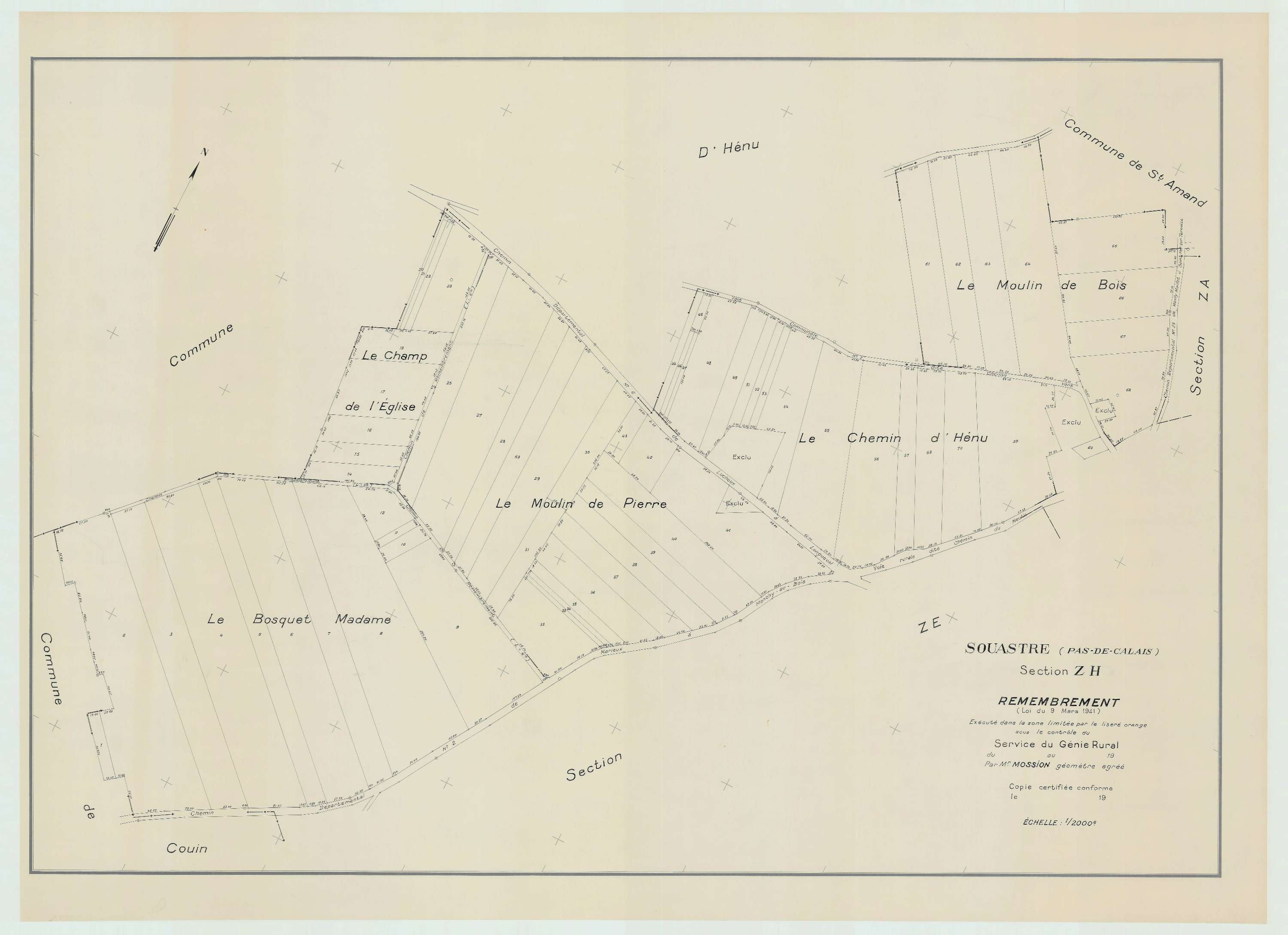 Souastre - Plan de remembrement : section ZH.