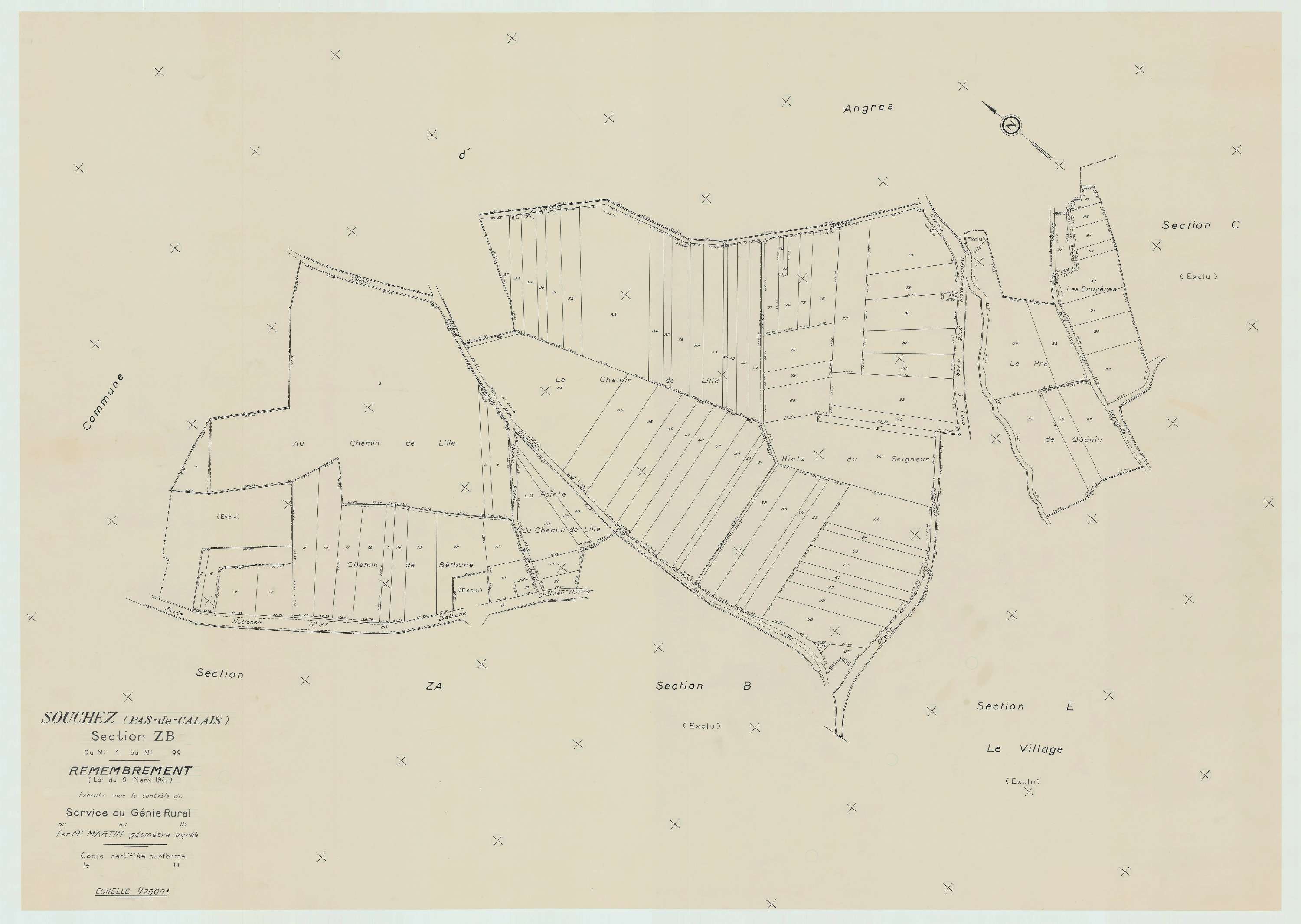 Souchez - Plan de remembrement : section ZB.