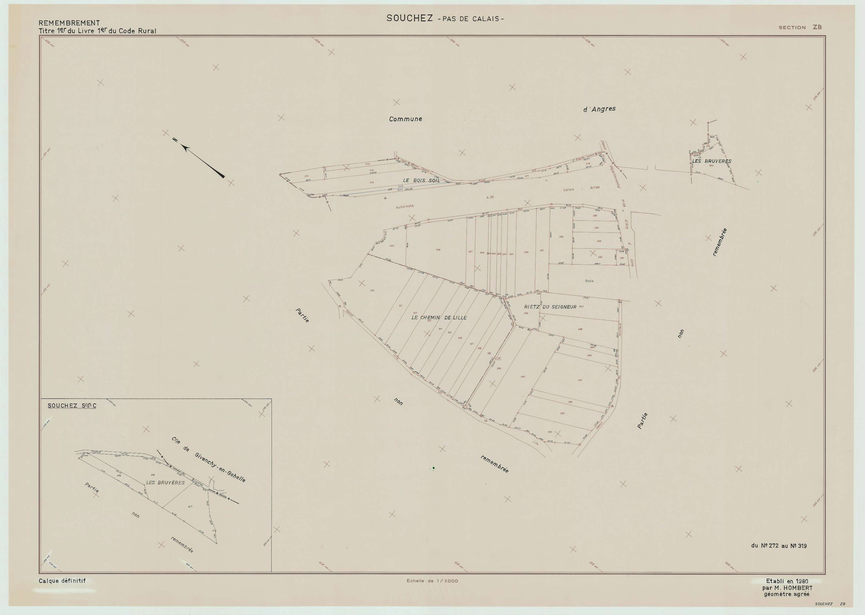 Souchez - Plan de remembrement : section ZB.