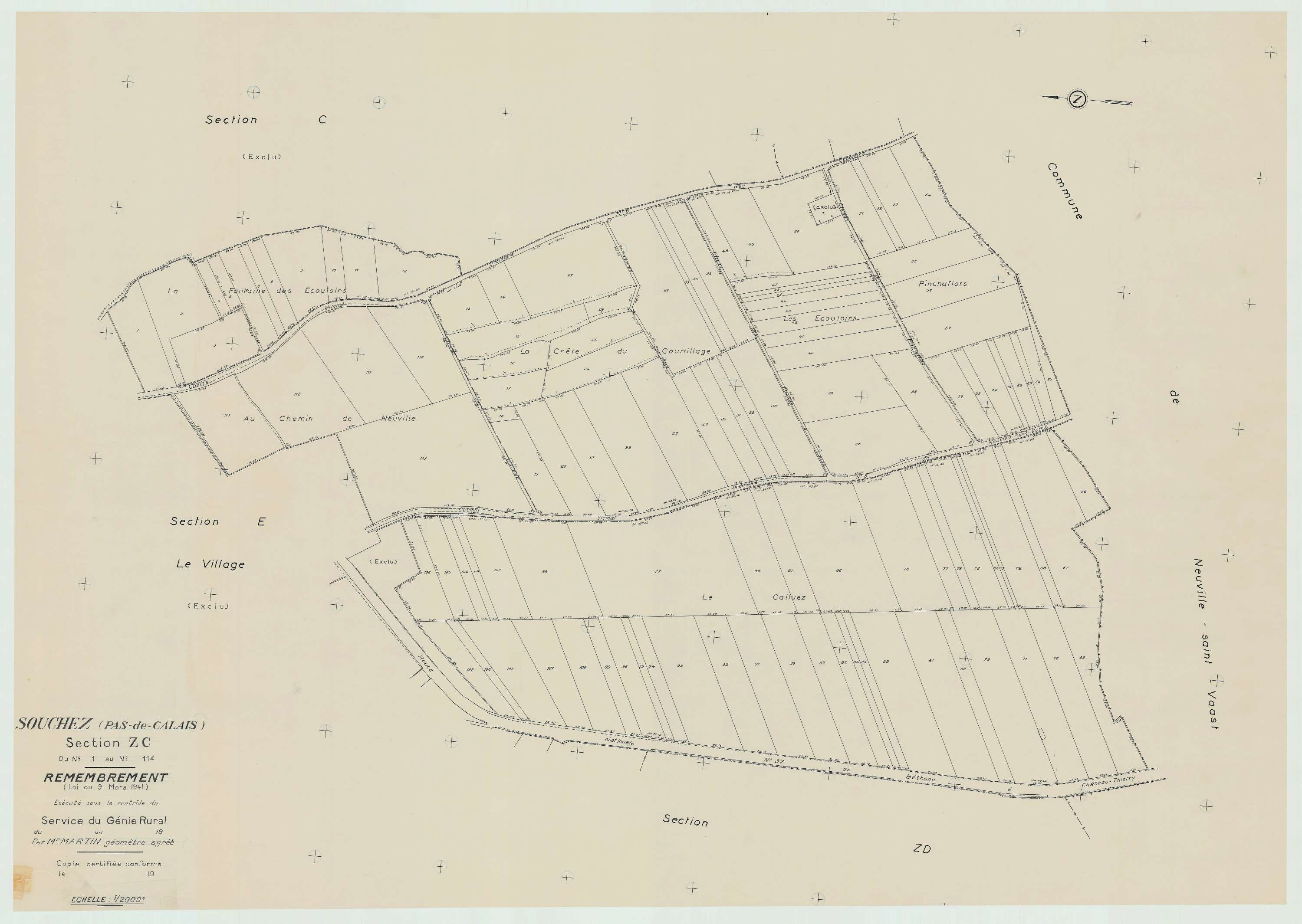 Souchez - Plan de remembrement : section ZC.
