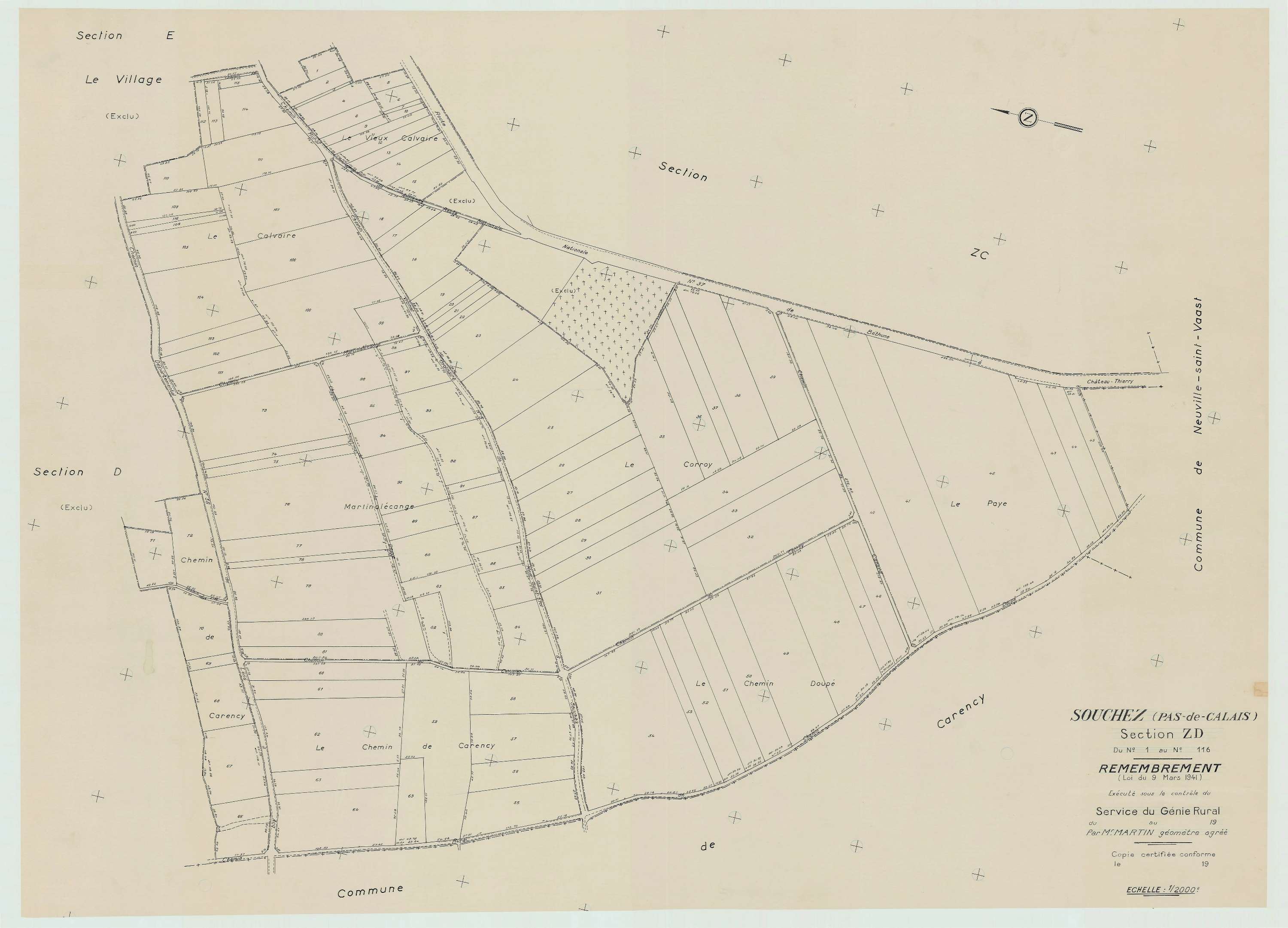 Souchez - Plan de remembrement : section ZD.