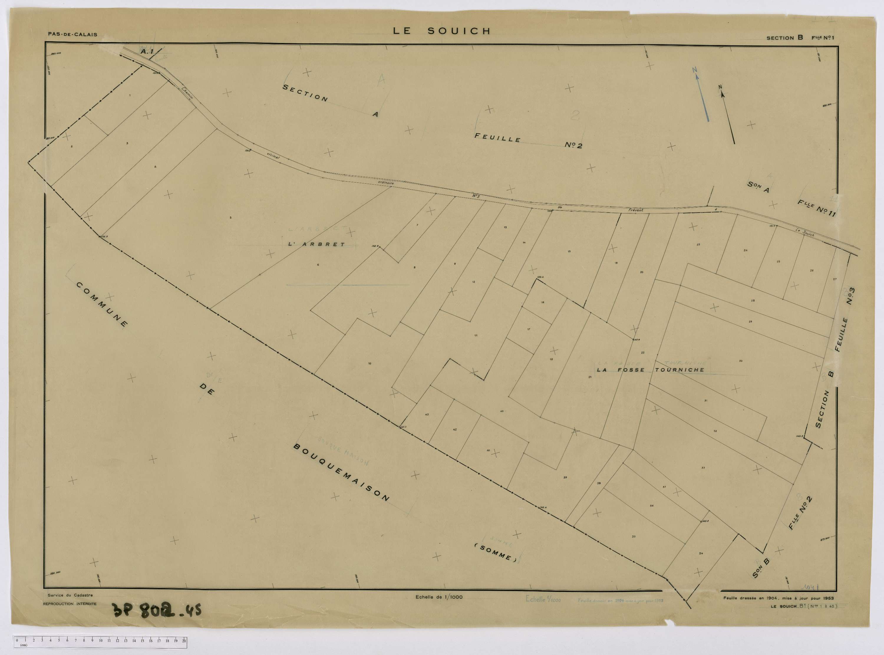 Le Souich - Section B, feuille 1.