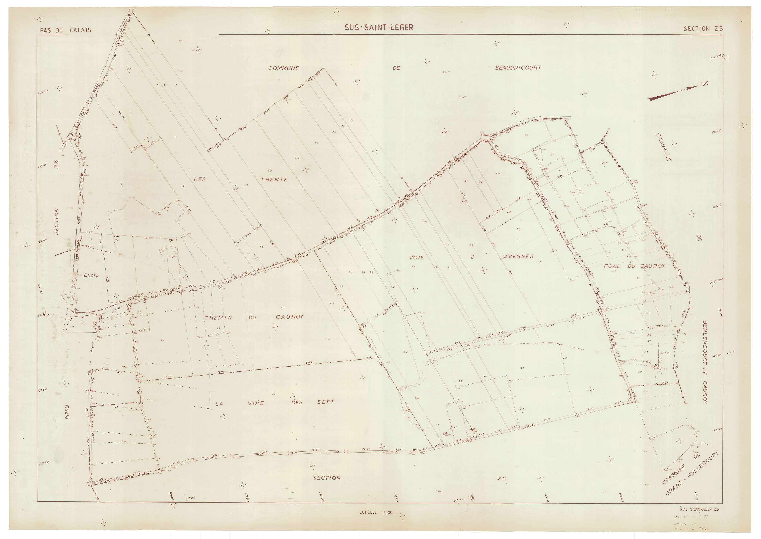 Sus-Saint-Léger - Plan de remembrement : section ZB.