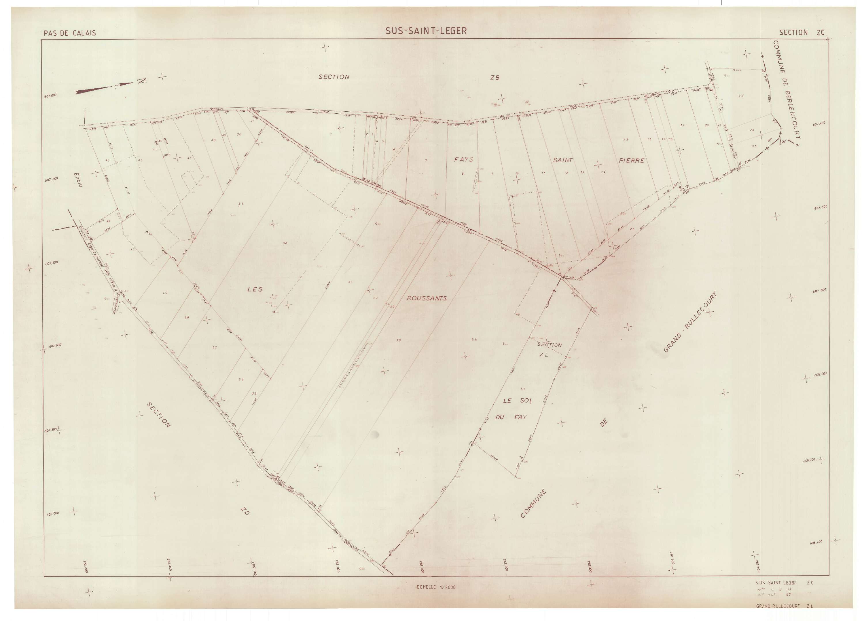 Sus-Saint-Léger - Plan de remembrement : section ZC.