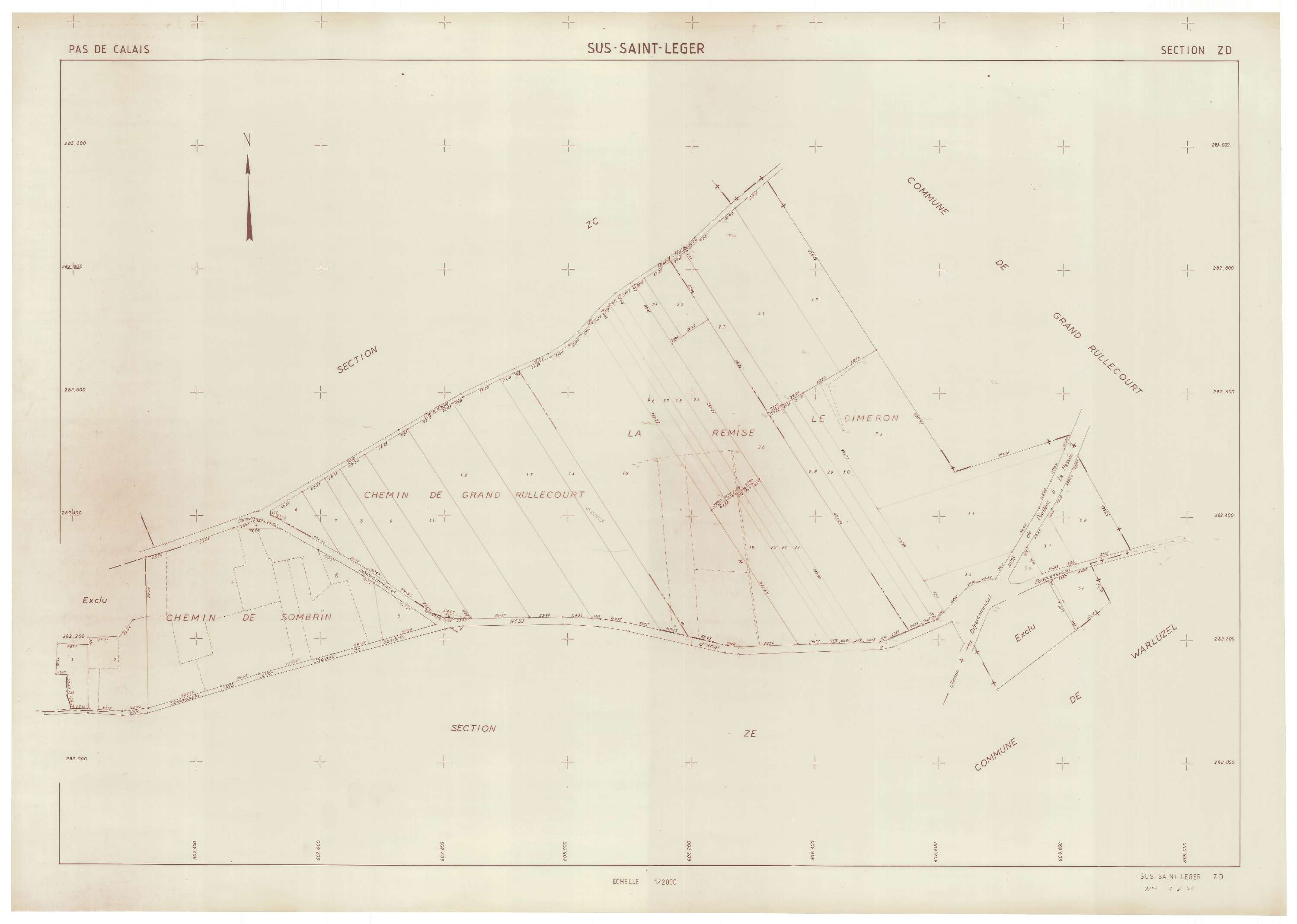 Sus-Saint-Léger - Plan de remembrement : section ZD.