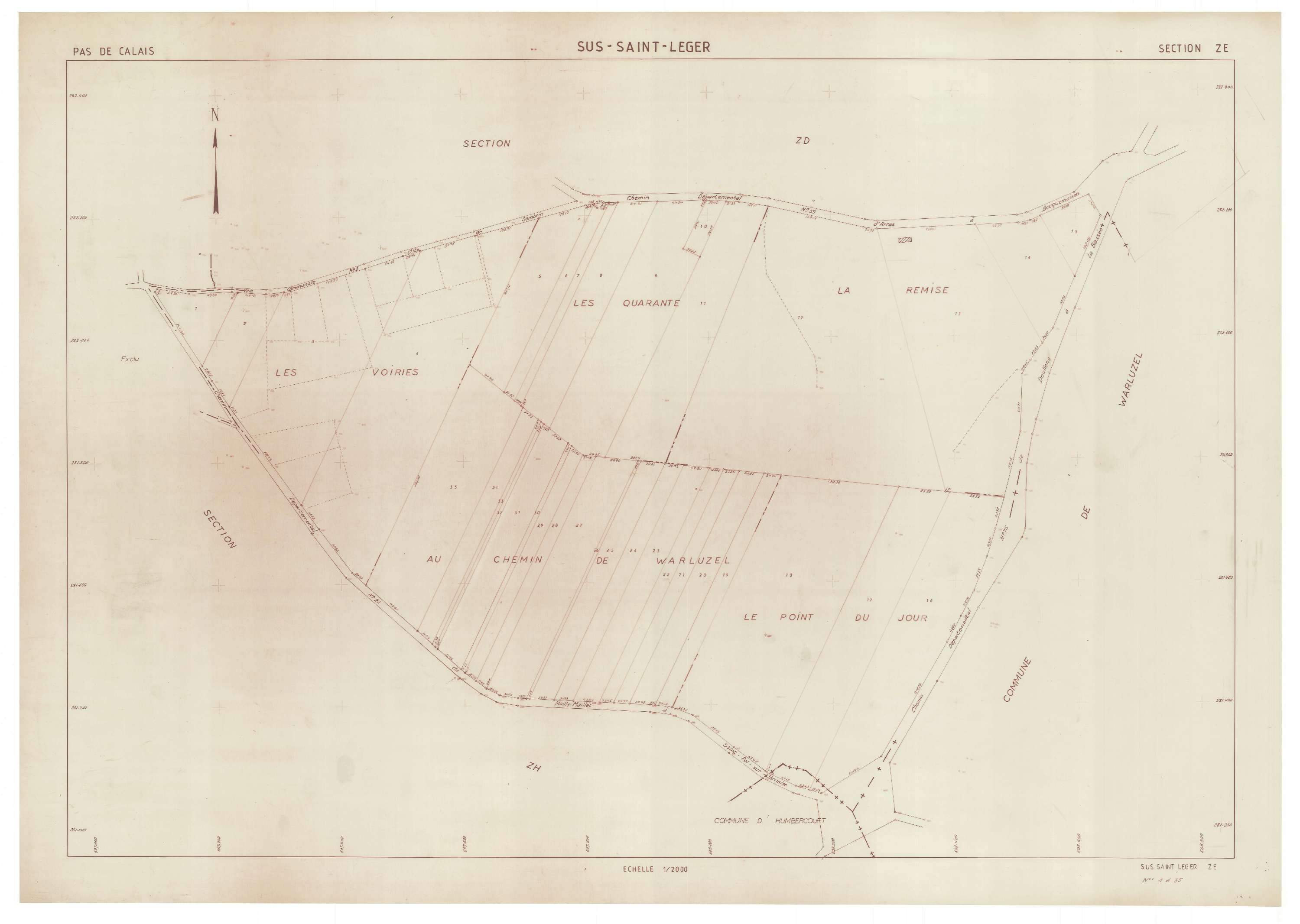 Sus-Saint-Léger - Plan de remembrement : section ZE.