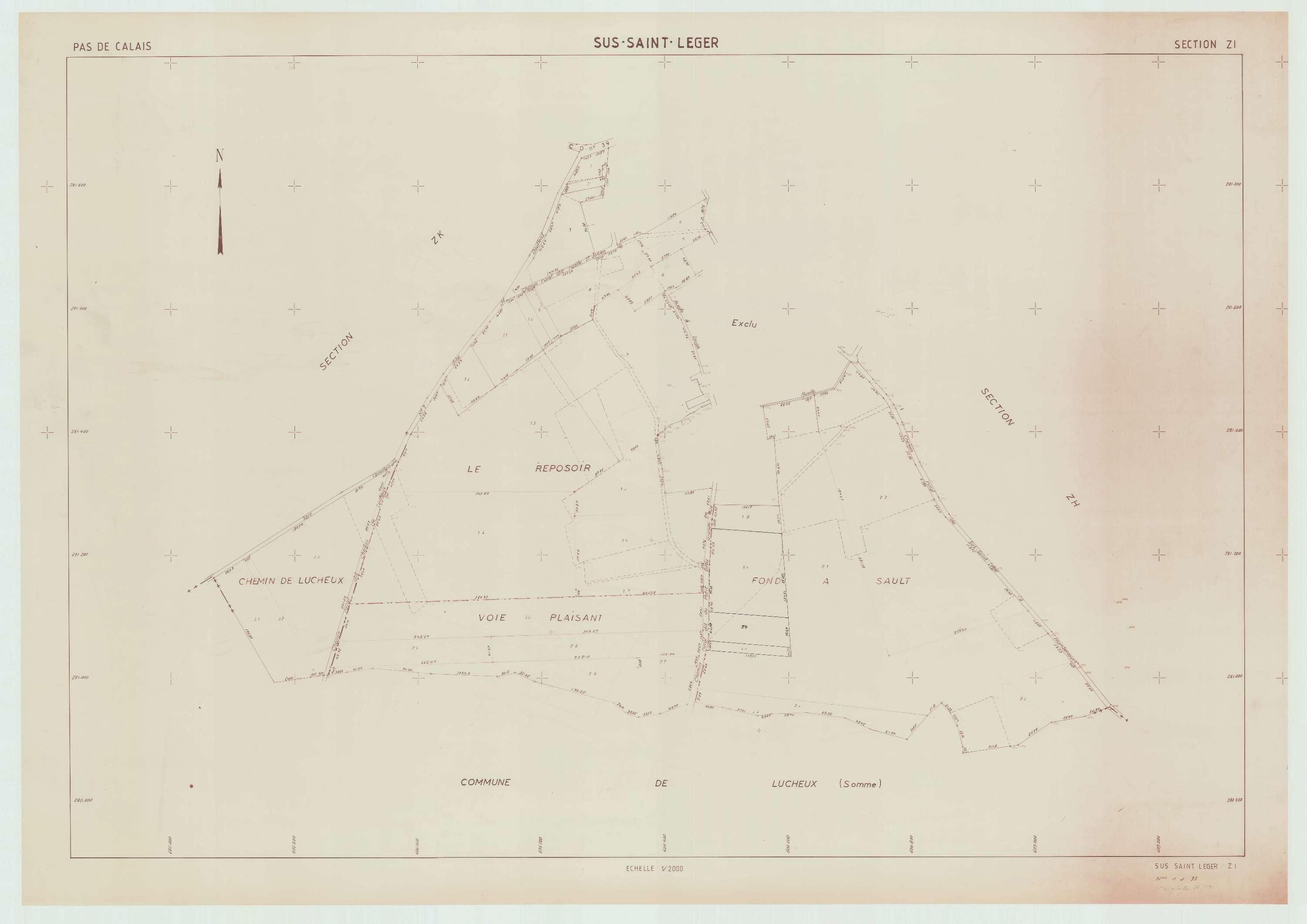 Sus-Saint-Léger - Plan de remembrement : section ZI.
