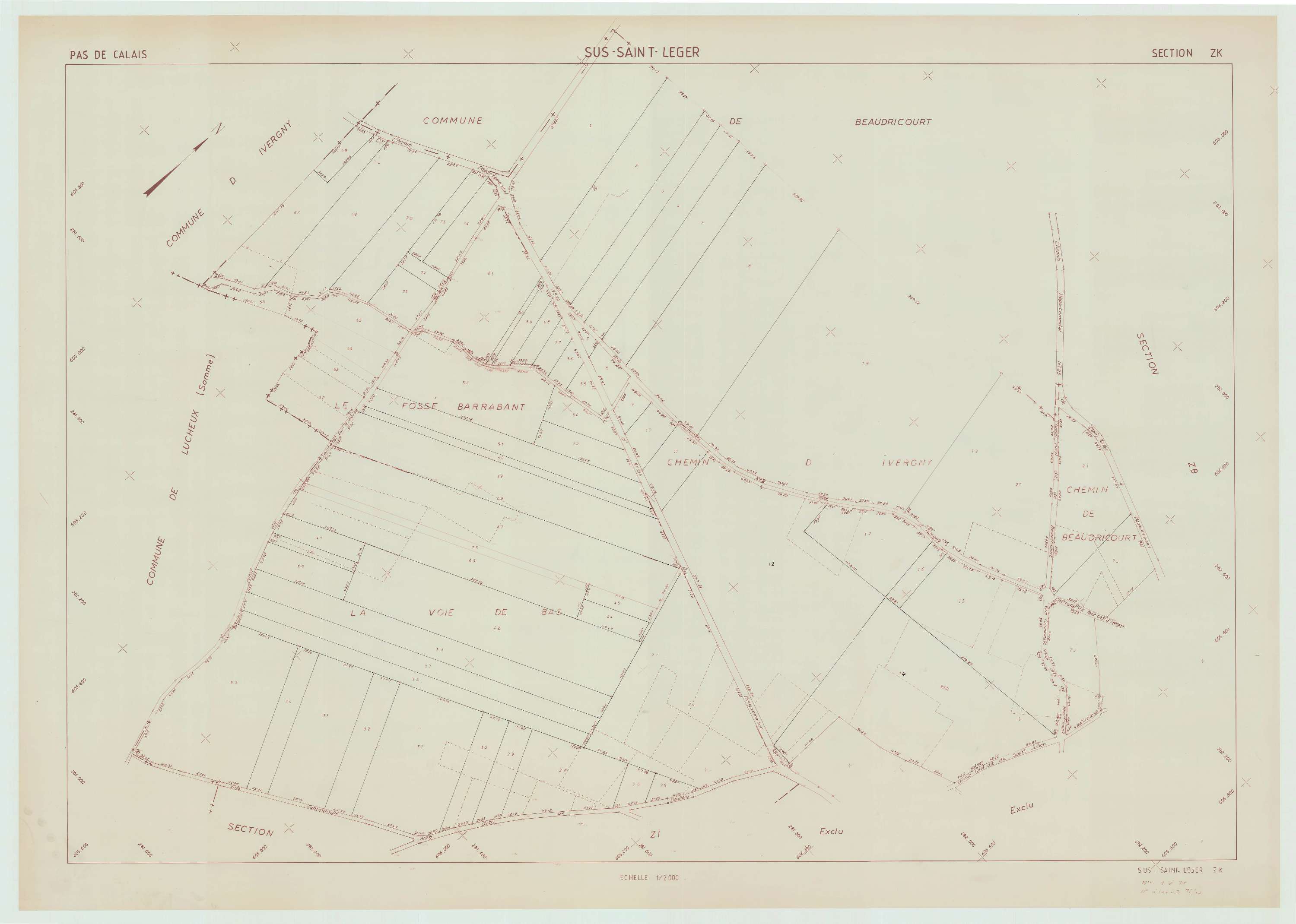 Sus-Saint-Léger - Plan de remembrement : section ZK.
