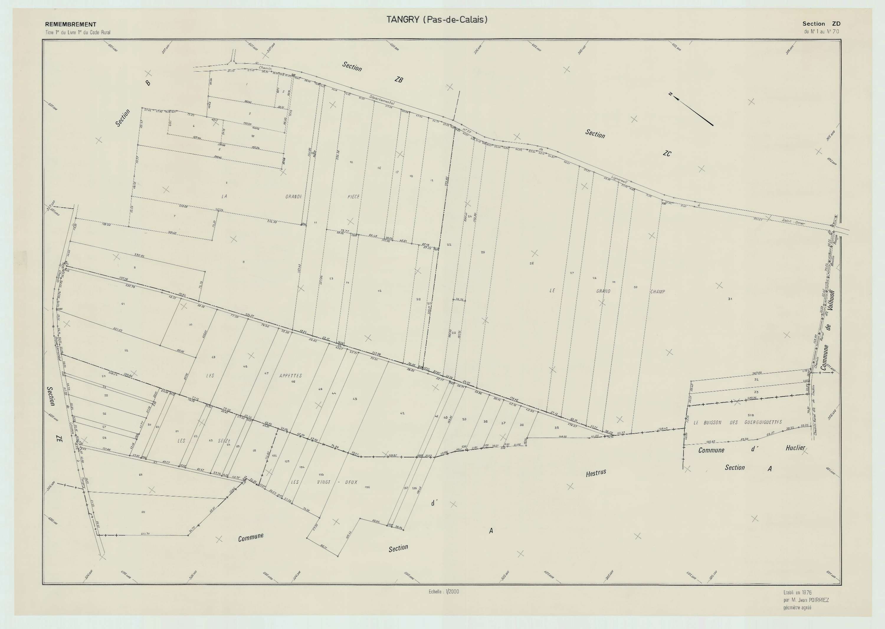 Tangry - Plan de remembrement : section ZD.