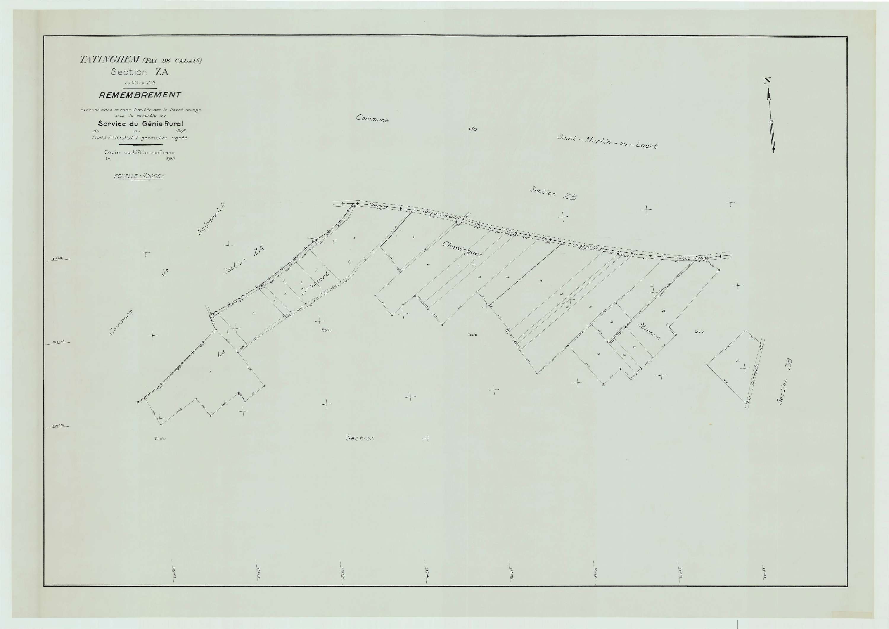 Tatinghem - Plan de remembrement : section ZA.
