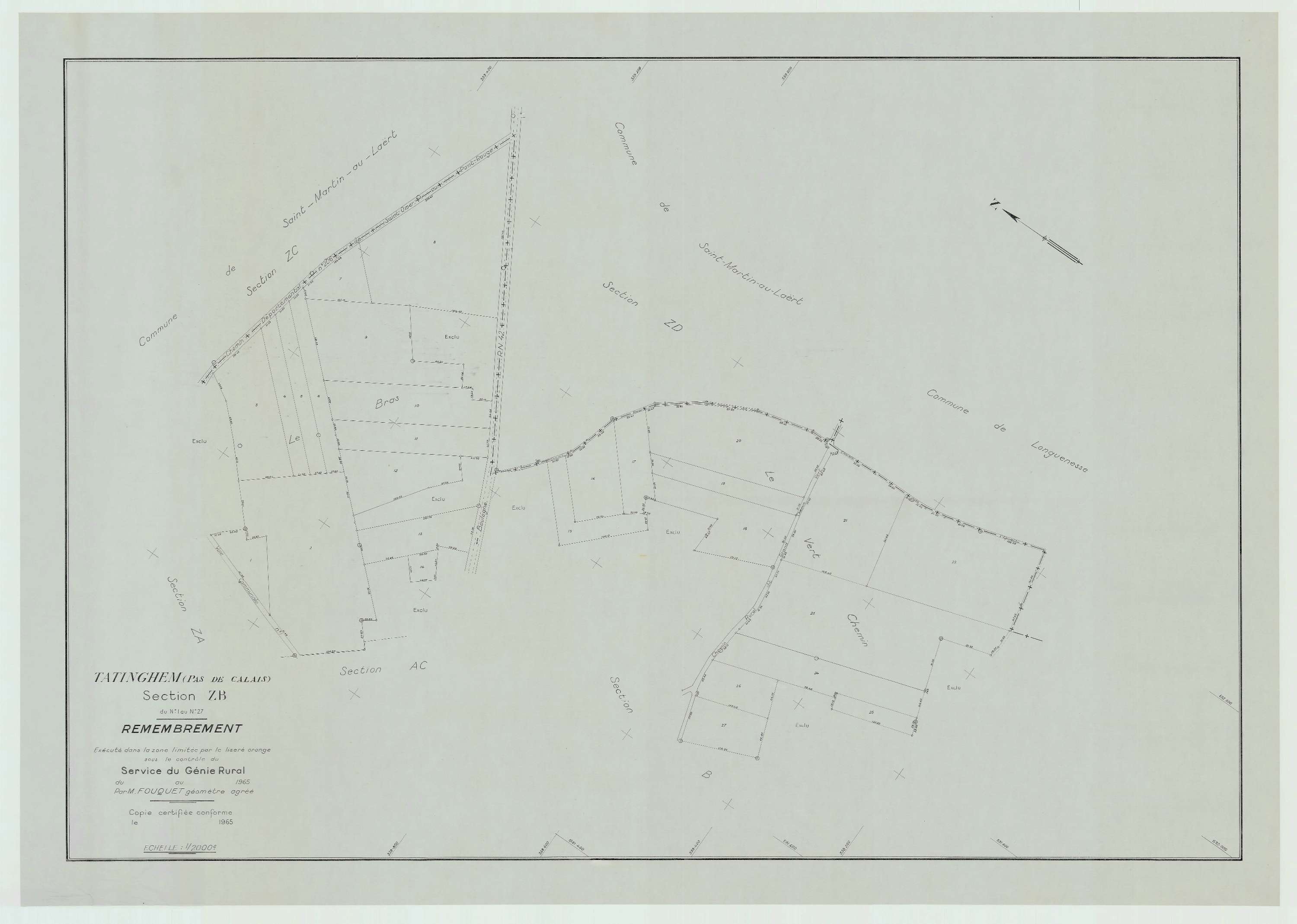 Tatinghem - Plan de remembrement : section ZB.