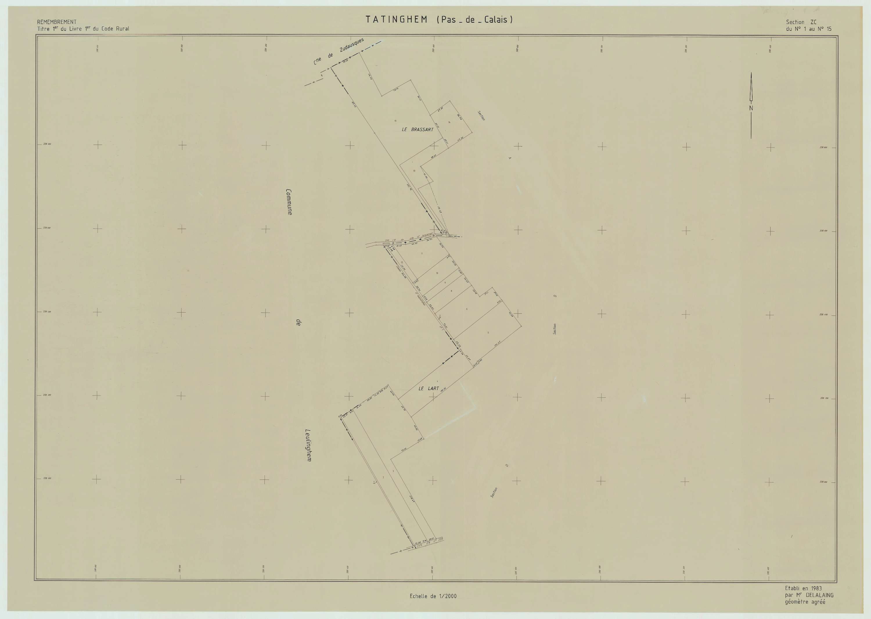 Tatinghem - Plan de remembrement : section ZC.