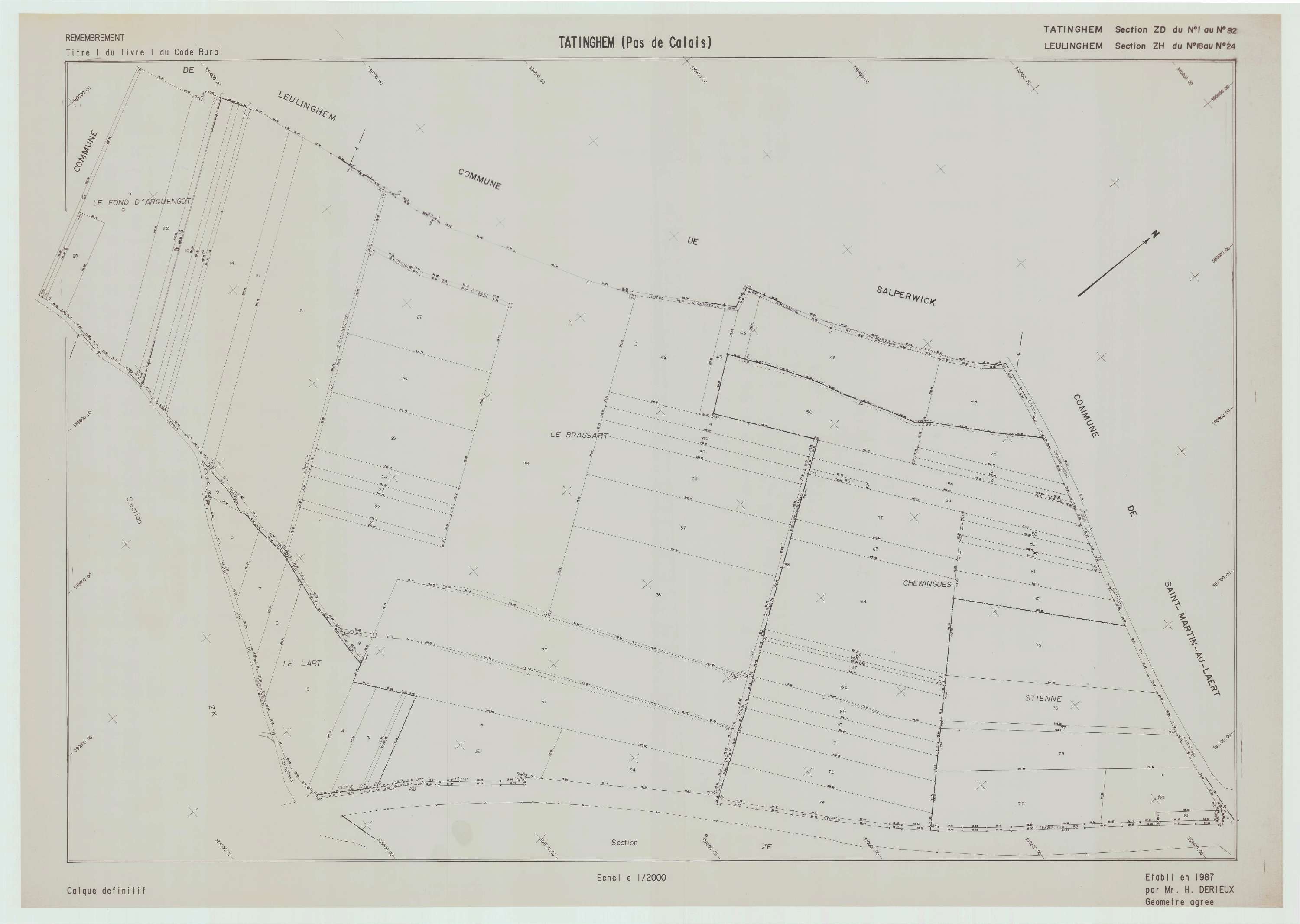Tatinghem - Plan de remembrement : section ZD.