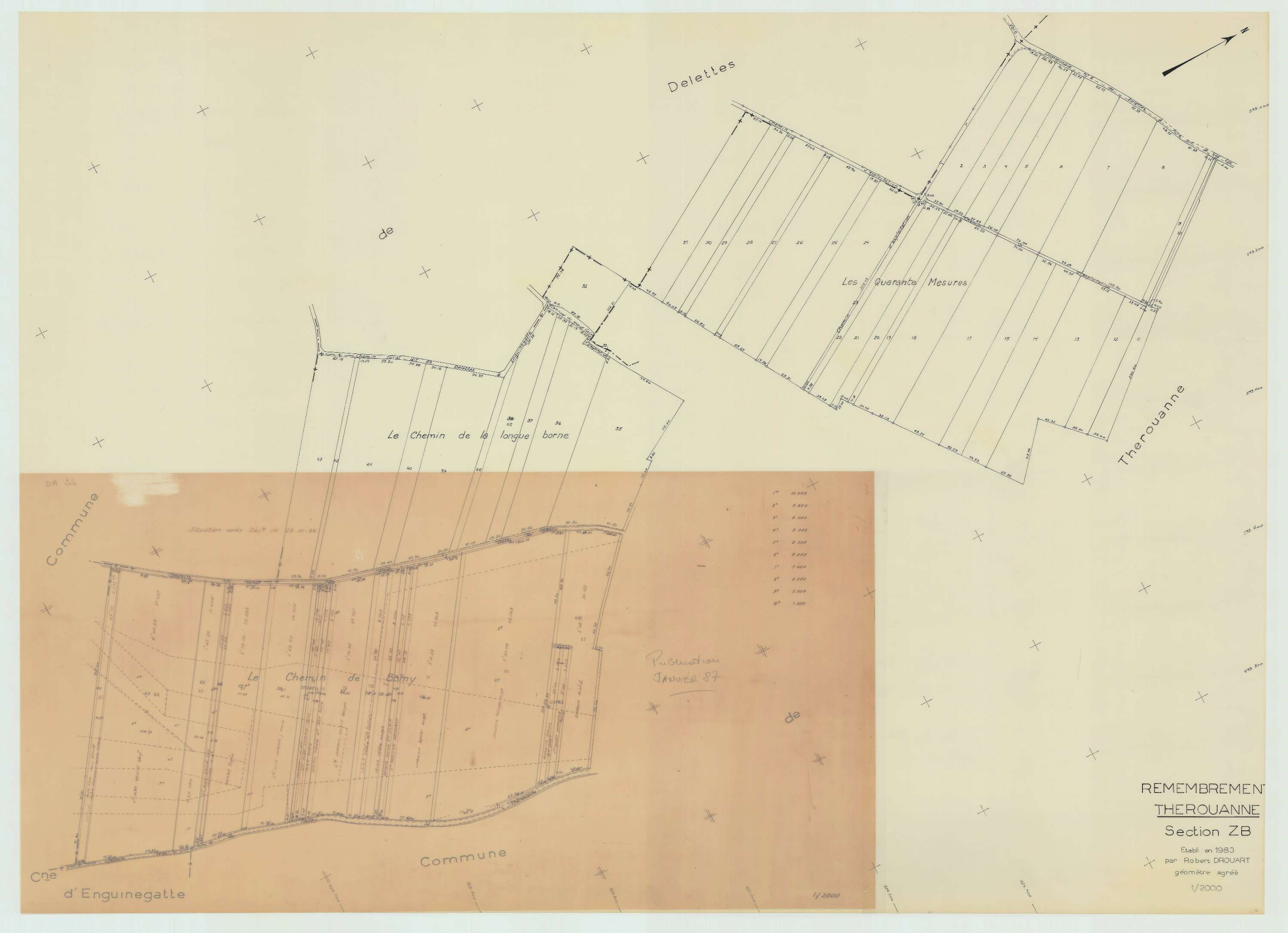 Thérouanne - Plan de remembrement : section ZB.