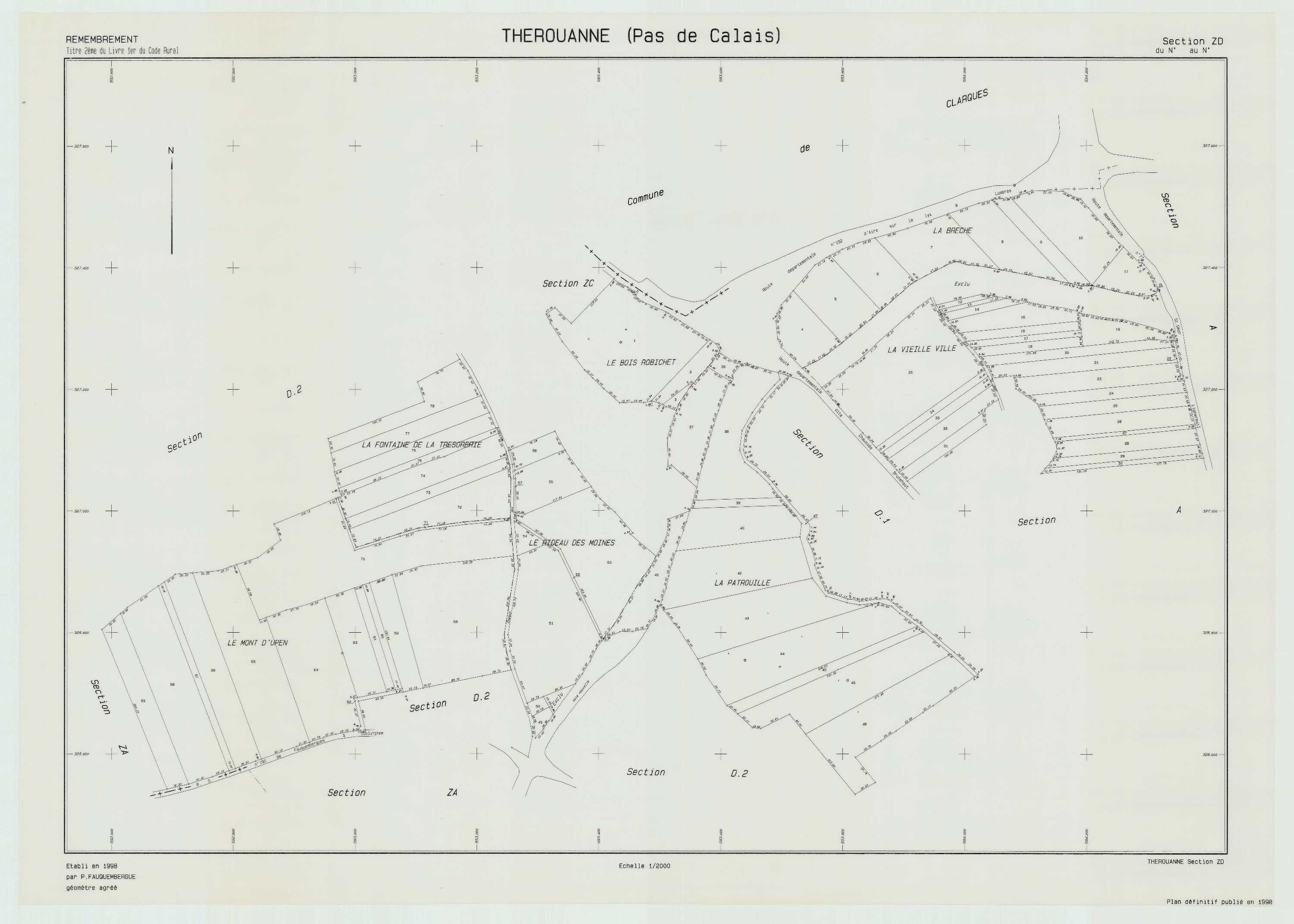 Thérouanne - Plan de remembrement : section ZD.