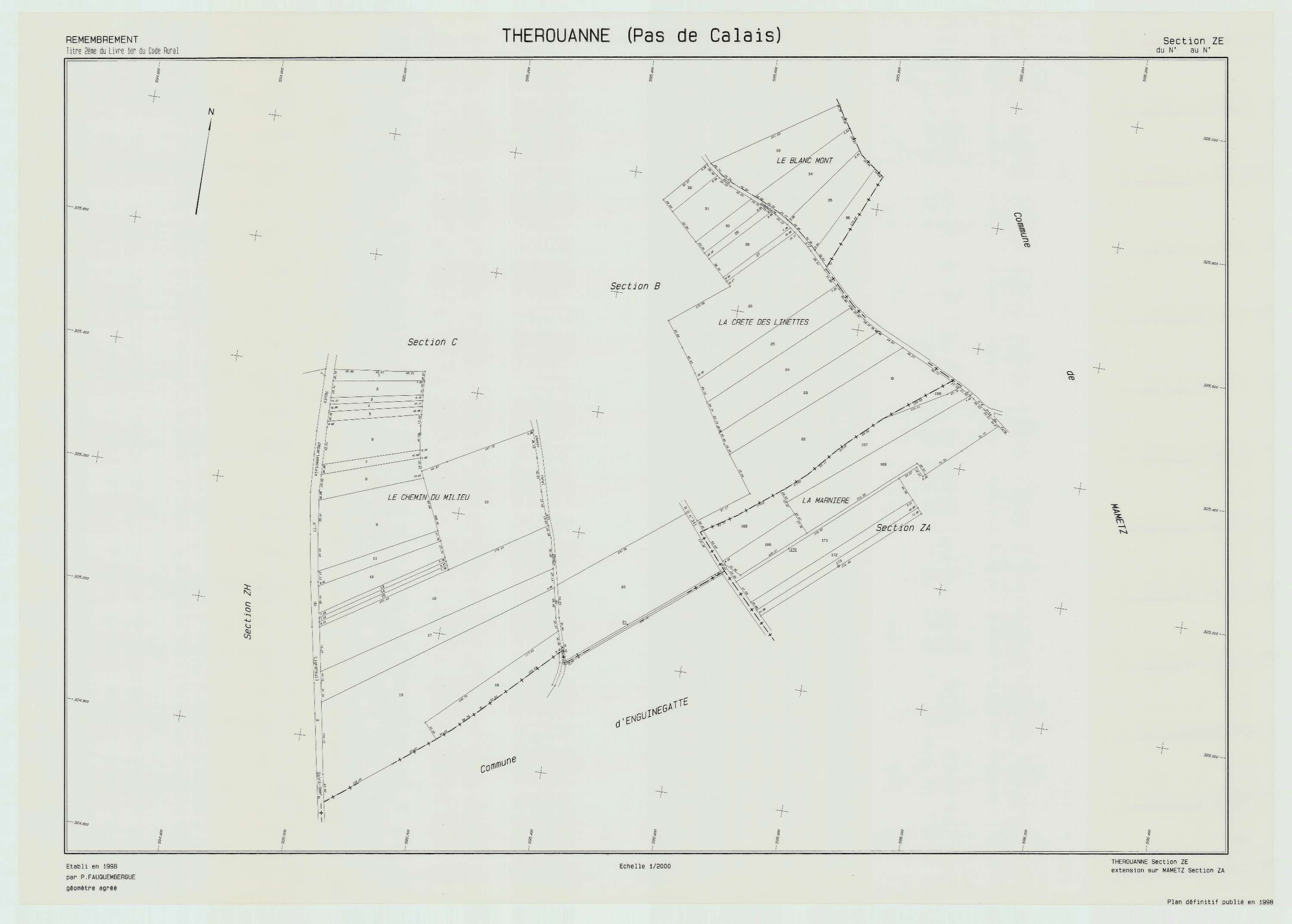 Thérouanne - Plan de remembrement : section ZE.