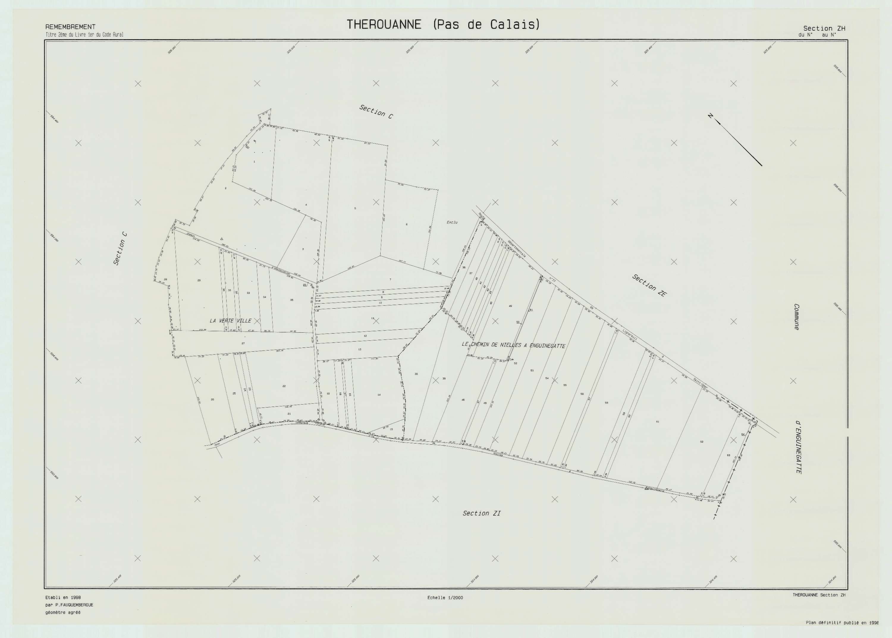 Thérouanne - Plan de remembrement : section ZH.