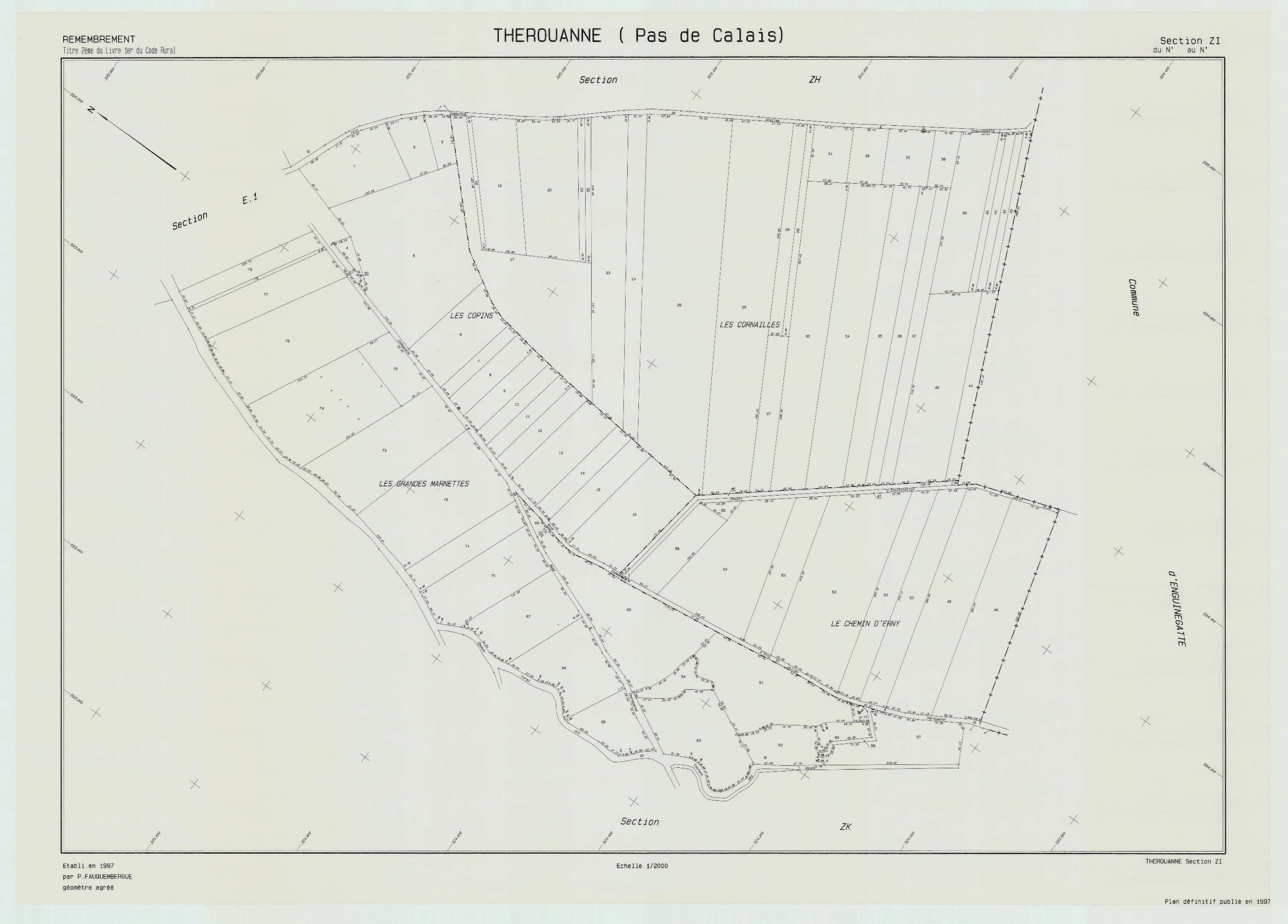 Thérouanne - Plan de remembrement : section ZI.