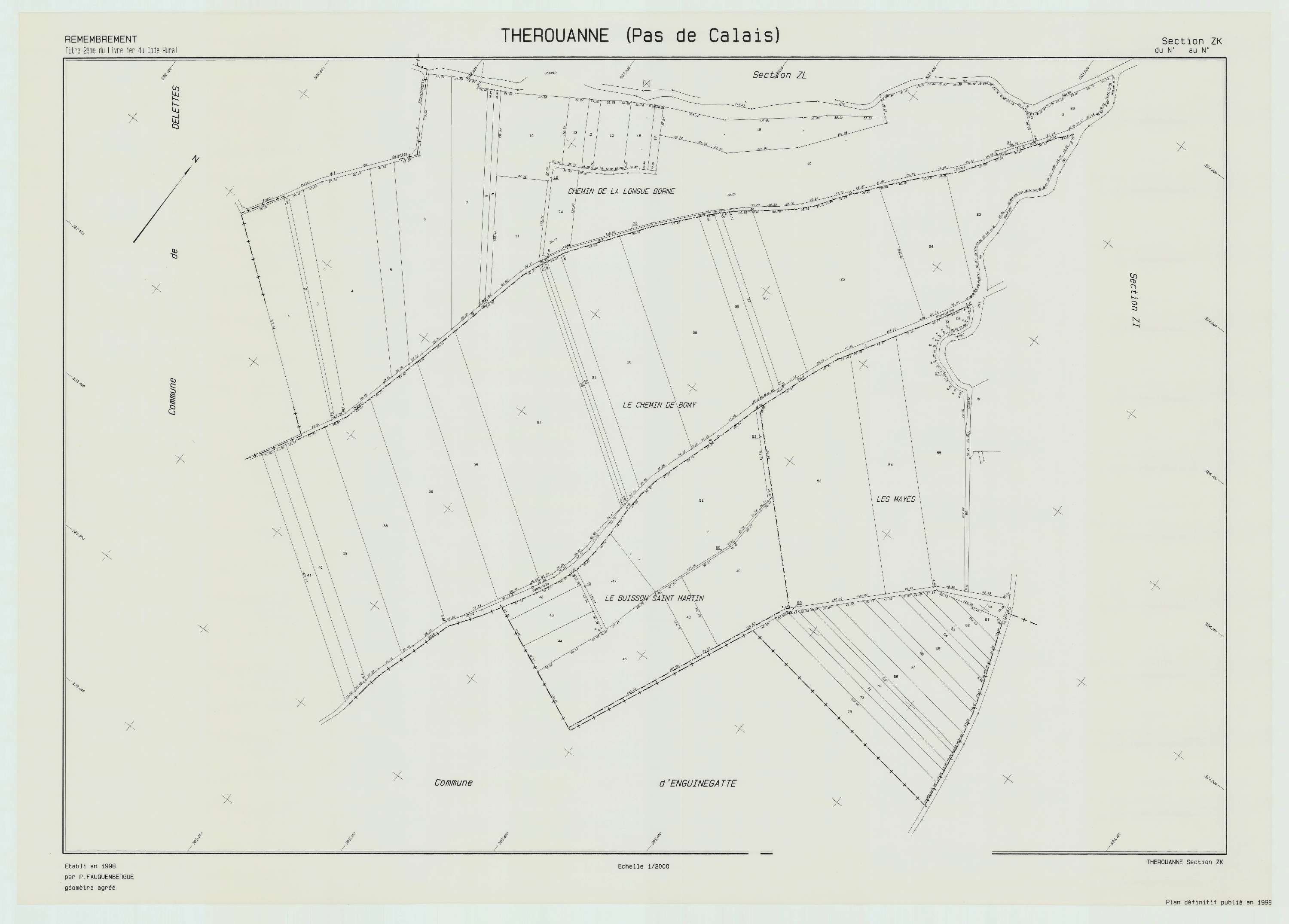 Thérouanne - Plan de remembrement : section ZK.