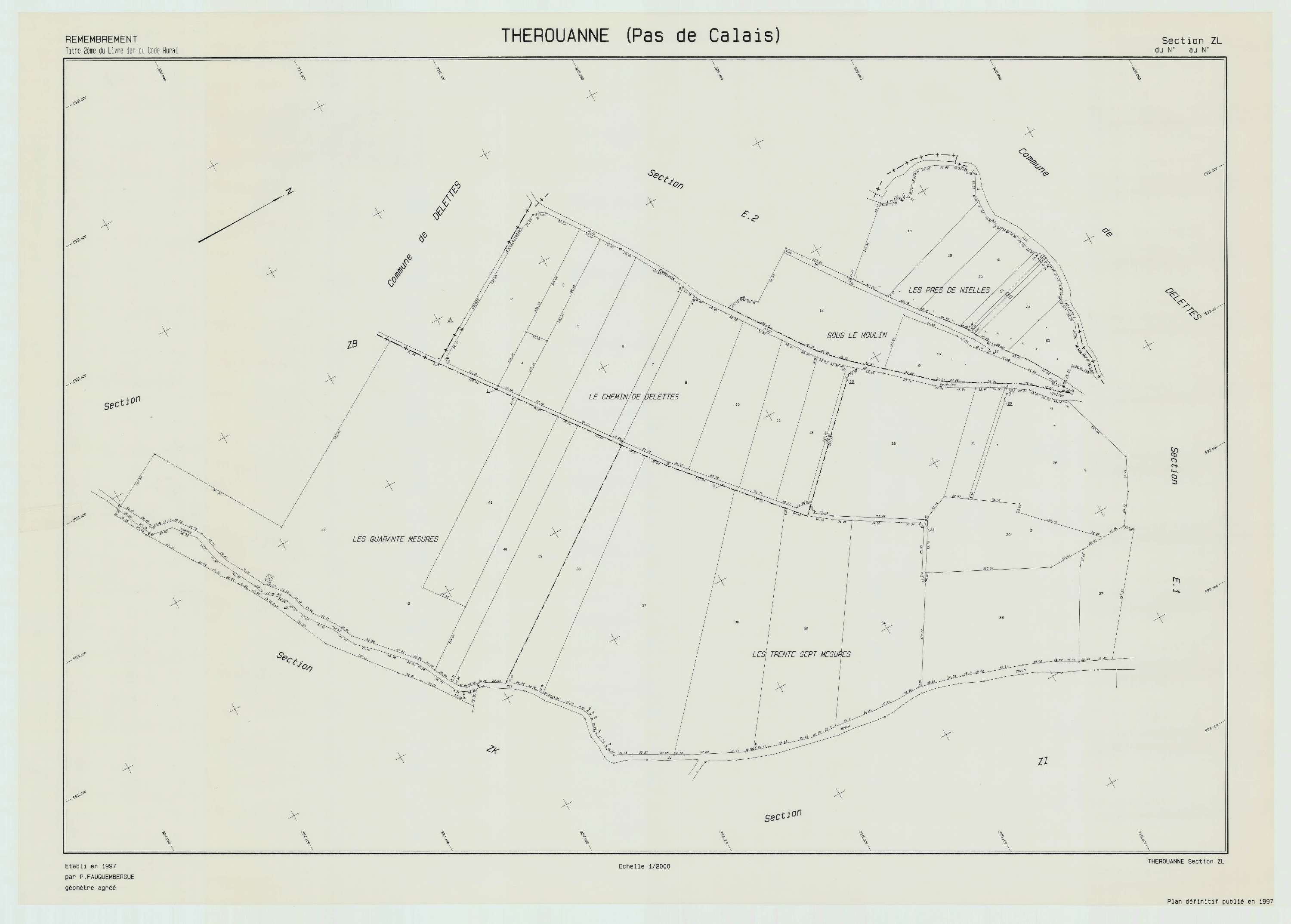 Thérouanne - Plan de remembrement : section ZL.