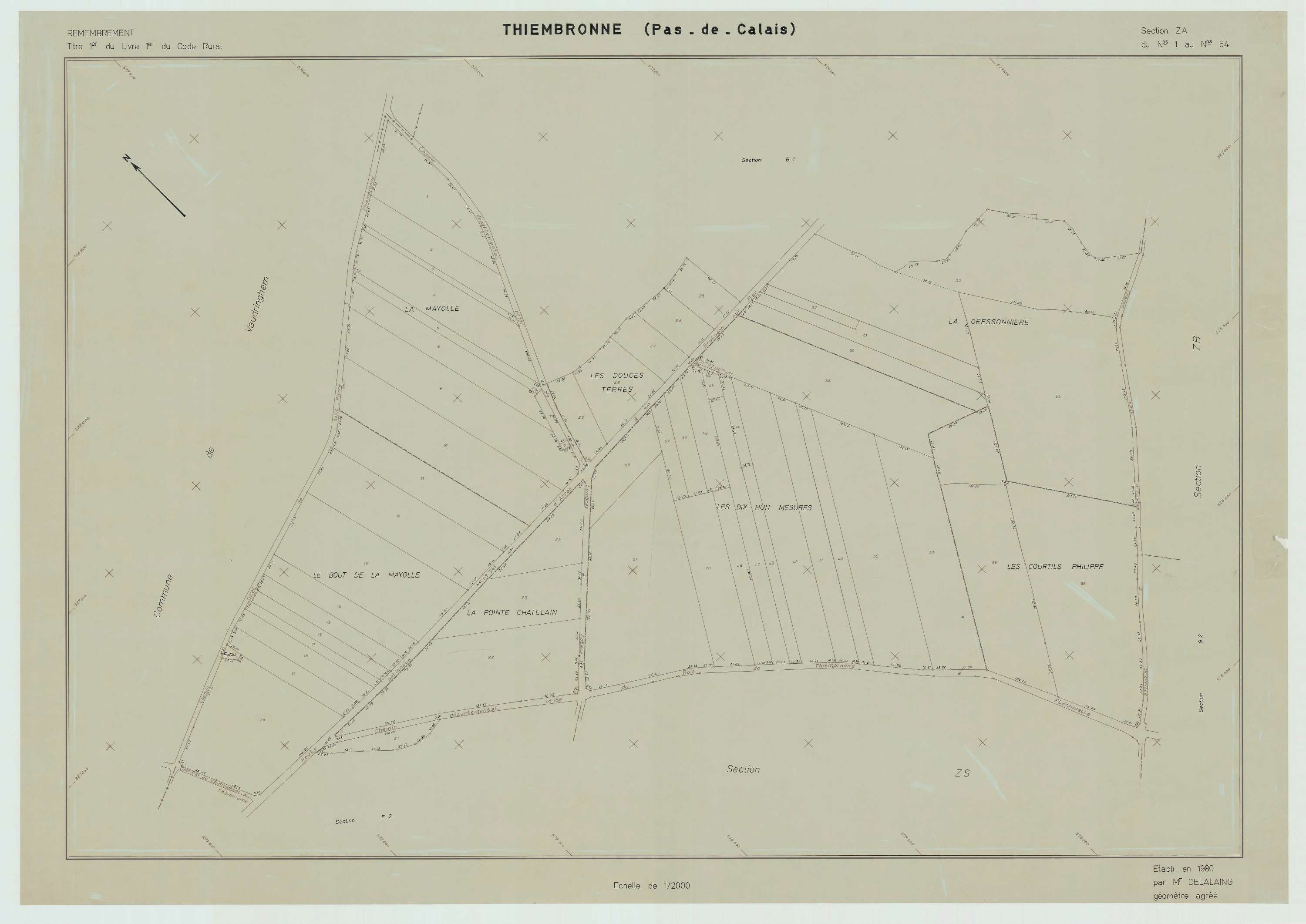 Thiembronne - Plan de remembrement : section ZA.
