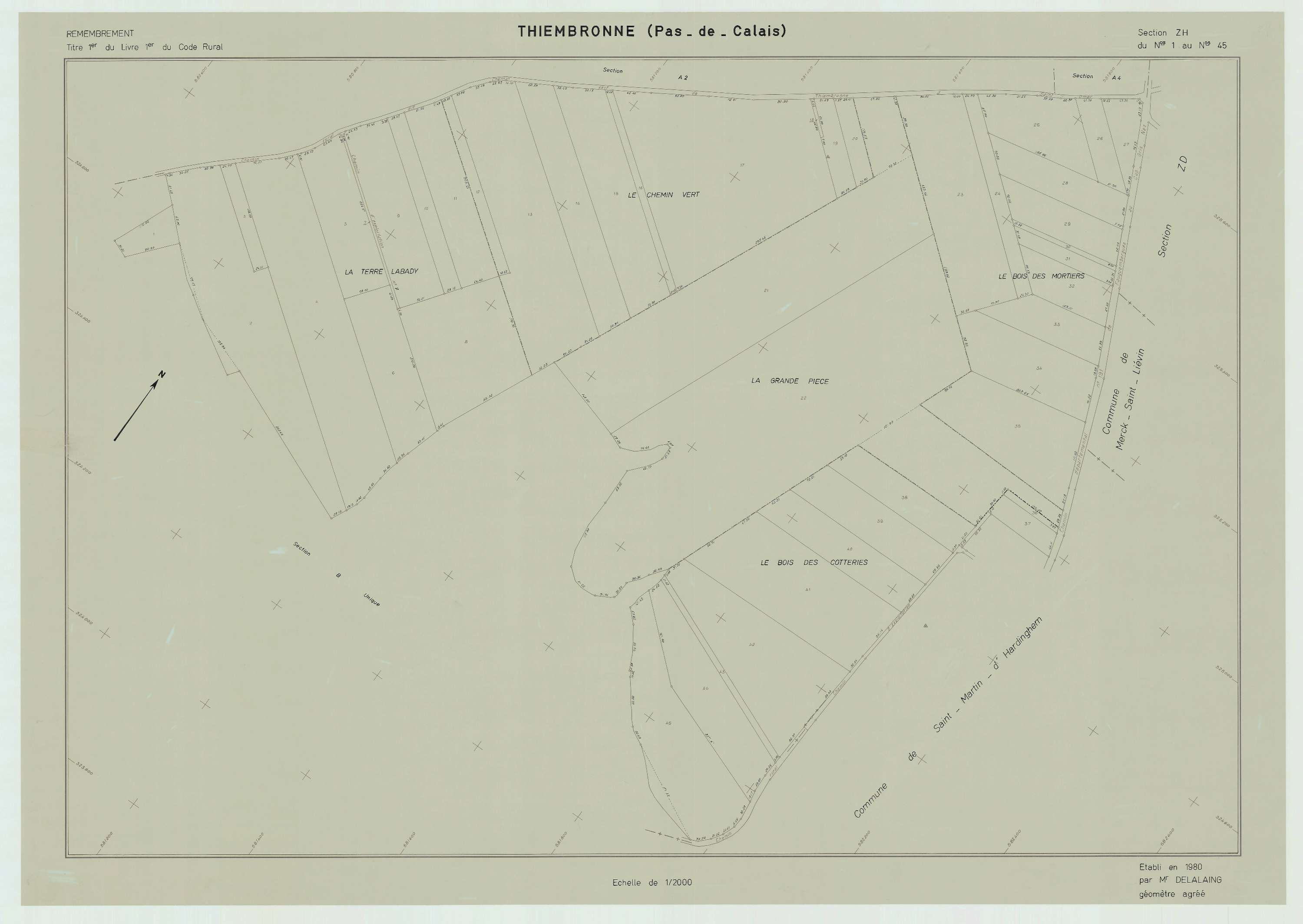 Thiembronne - Plan de remembrement : section ZH.
