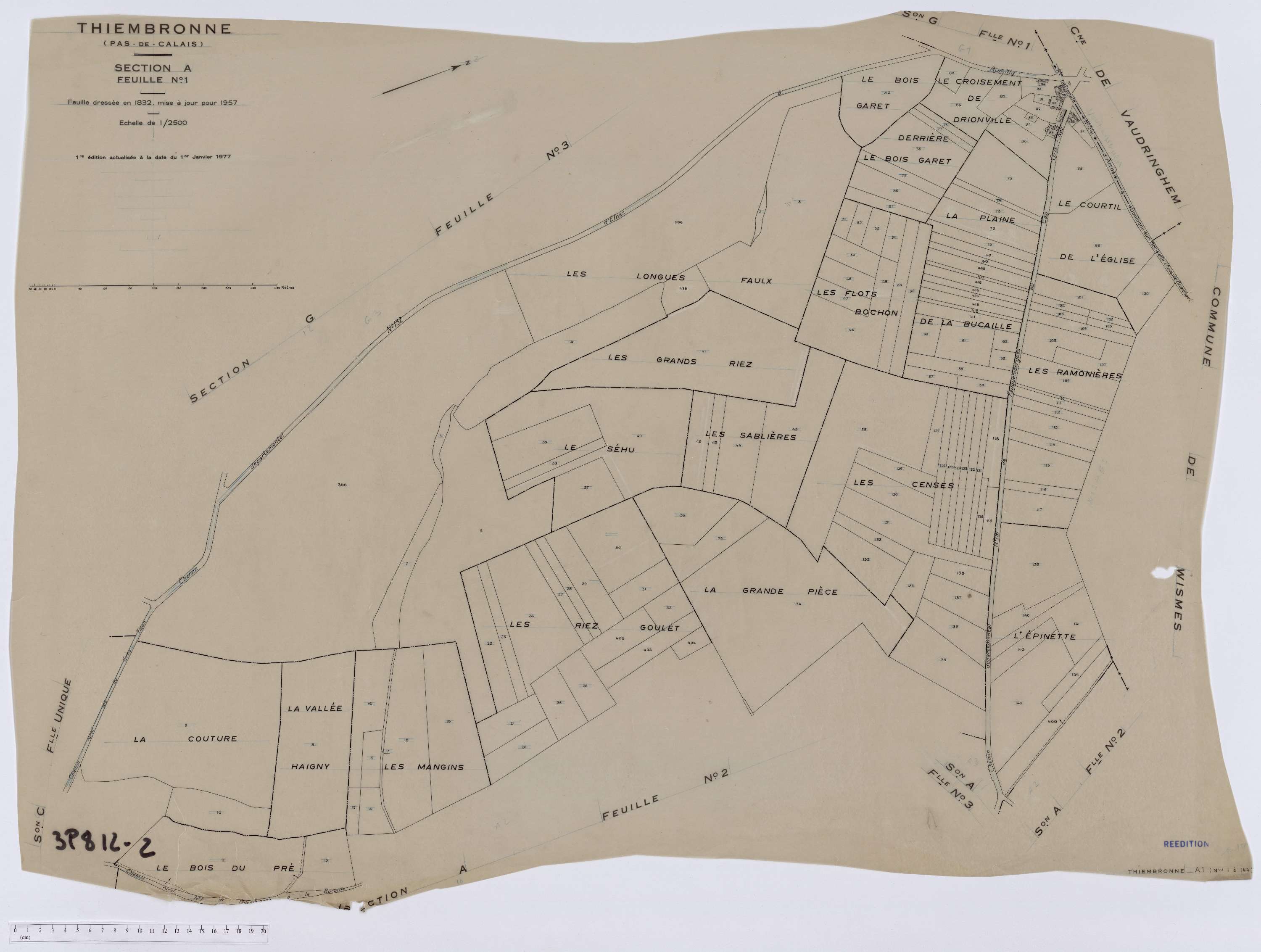 Thiembronne - Section A, feuille 1.