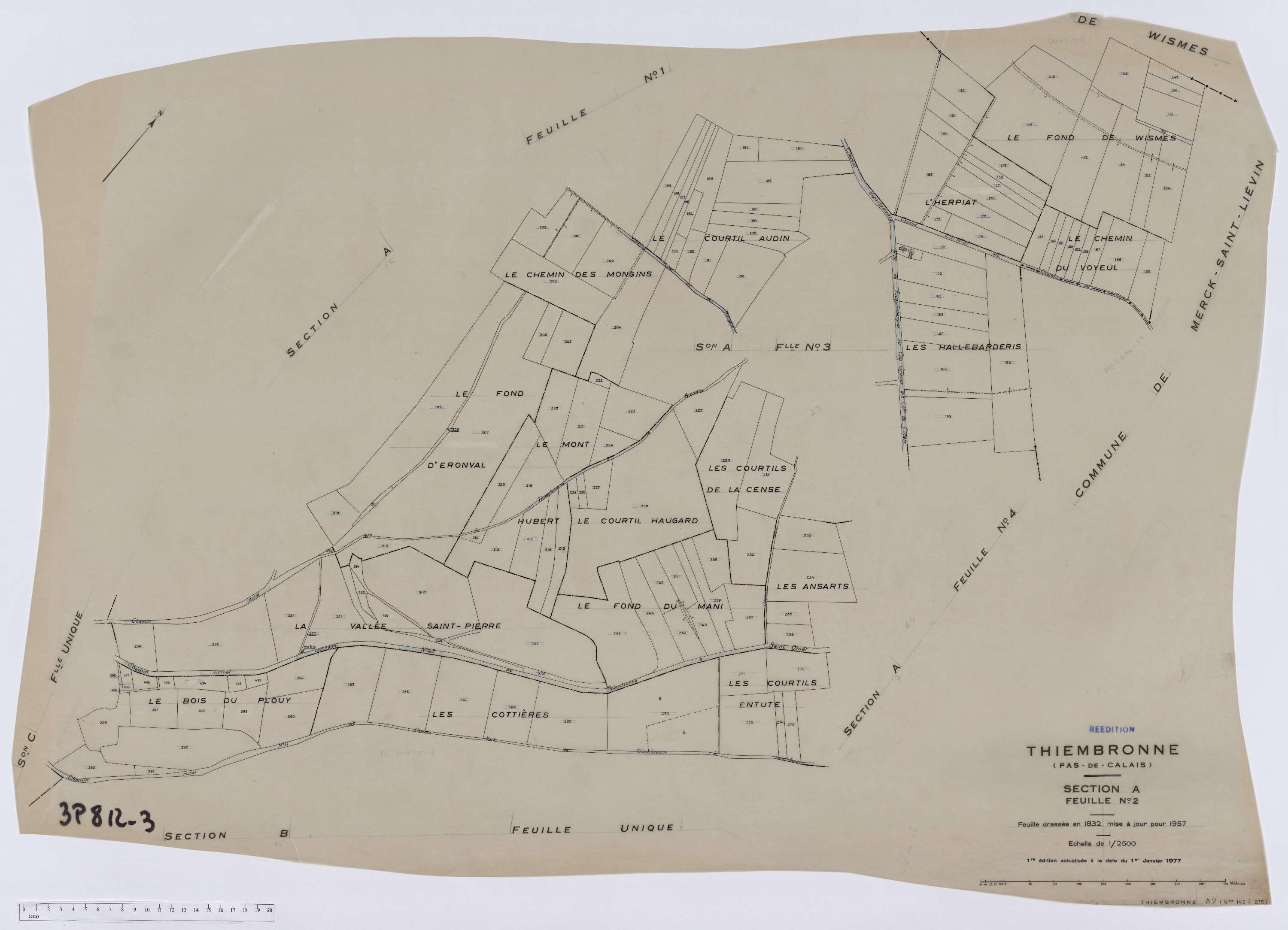 Thiembronne - Section A, feuille 2.