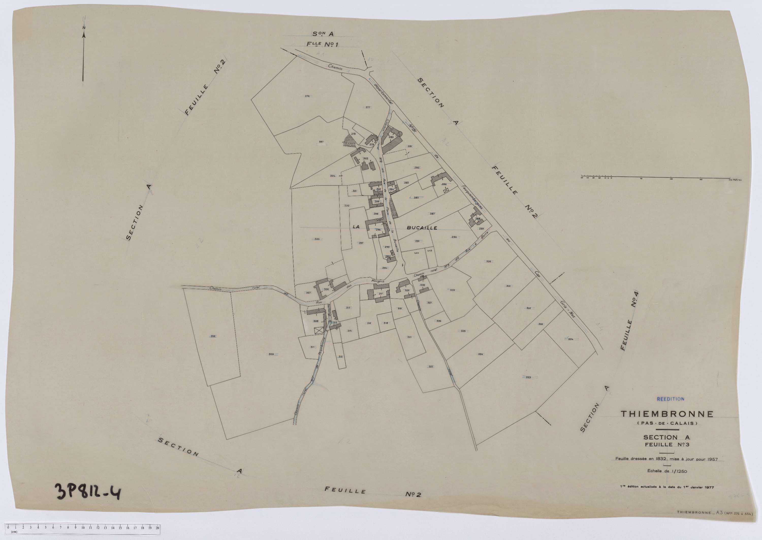 Thiembronne - Section A, feuille 3.