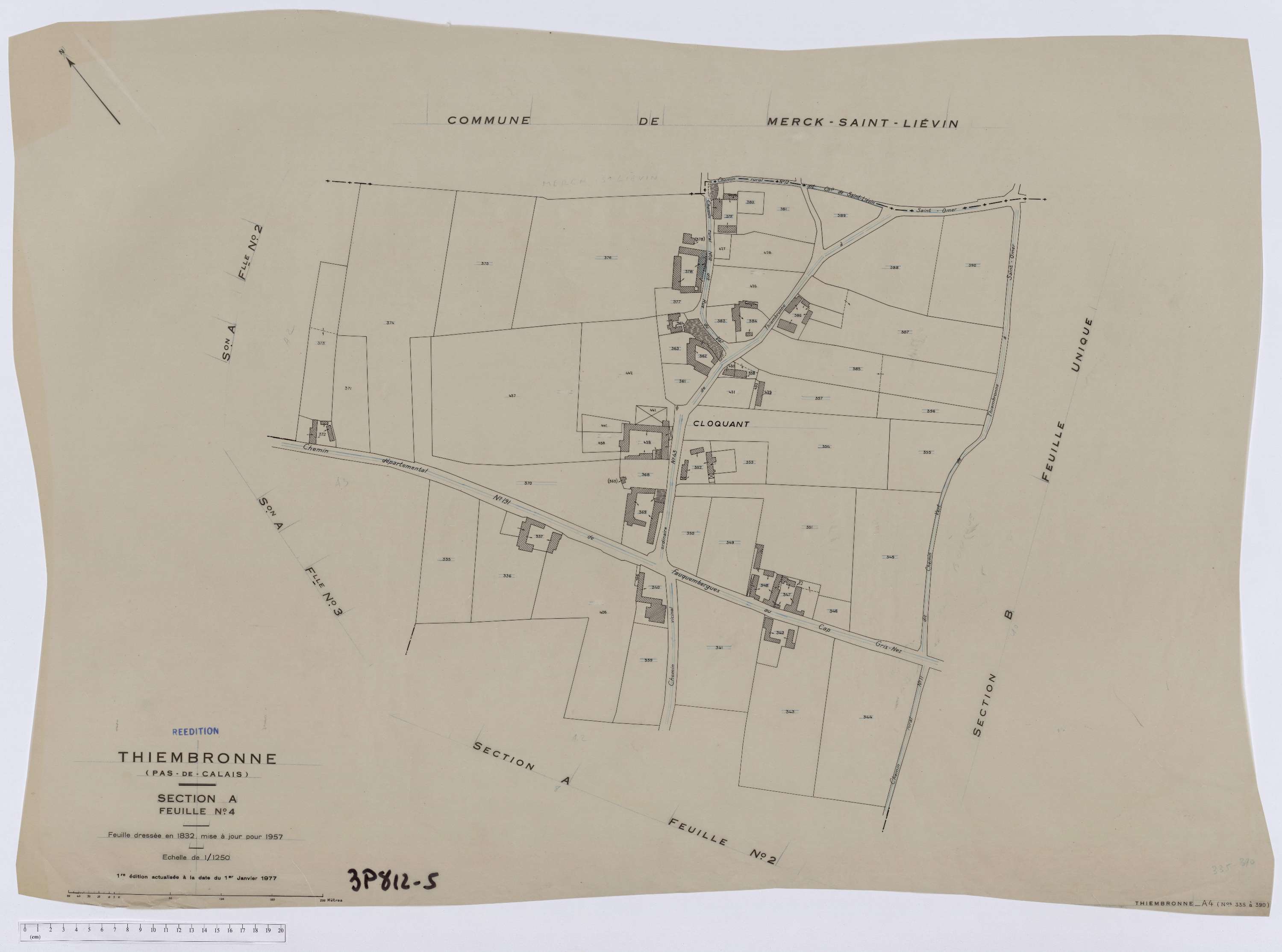 Thiembronne - Section A, feuille 4.