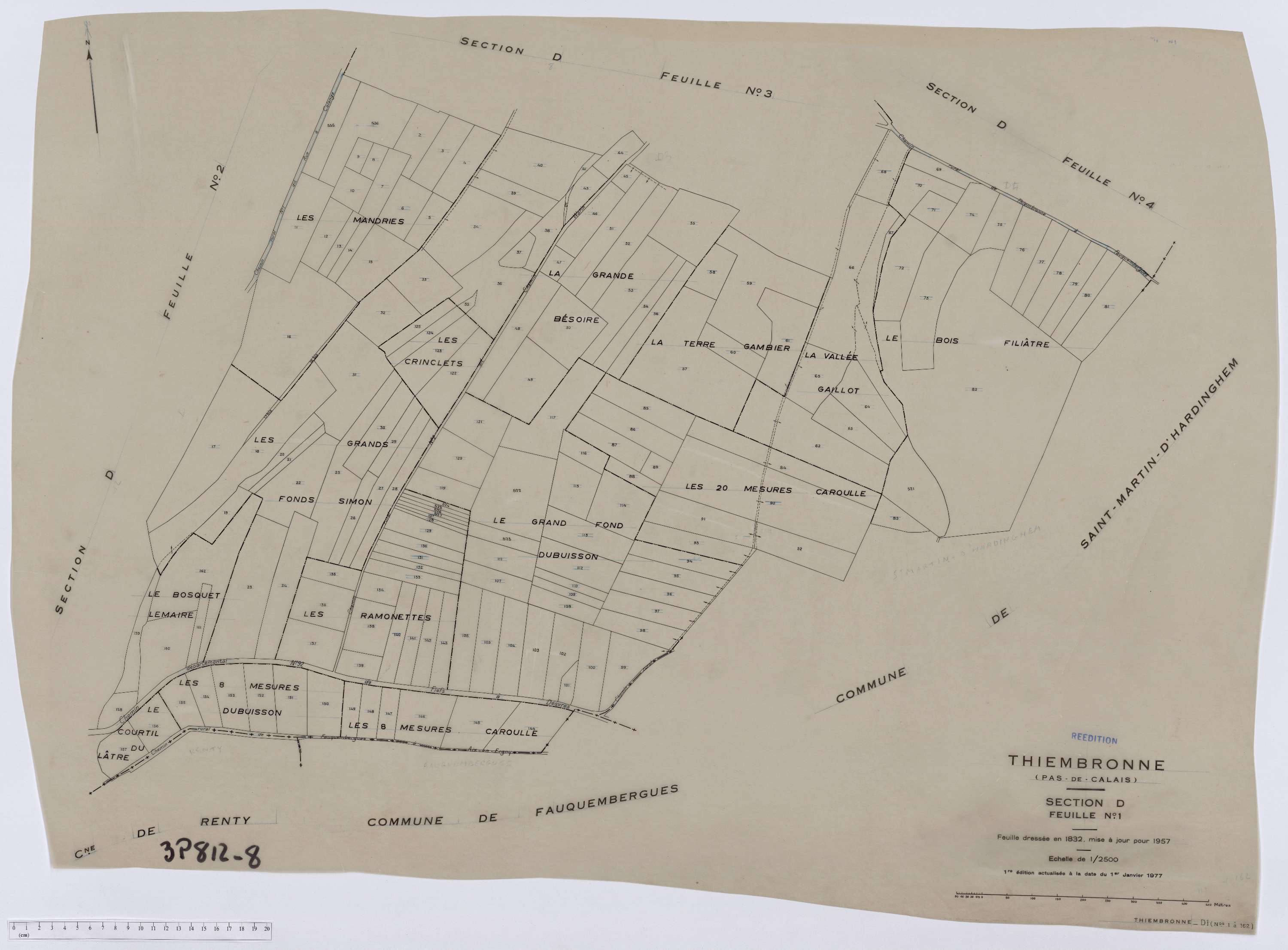 Thiembronne - Section D, feuille 1.