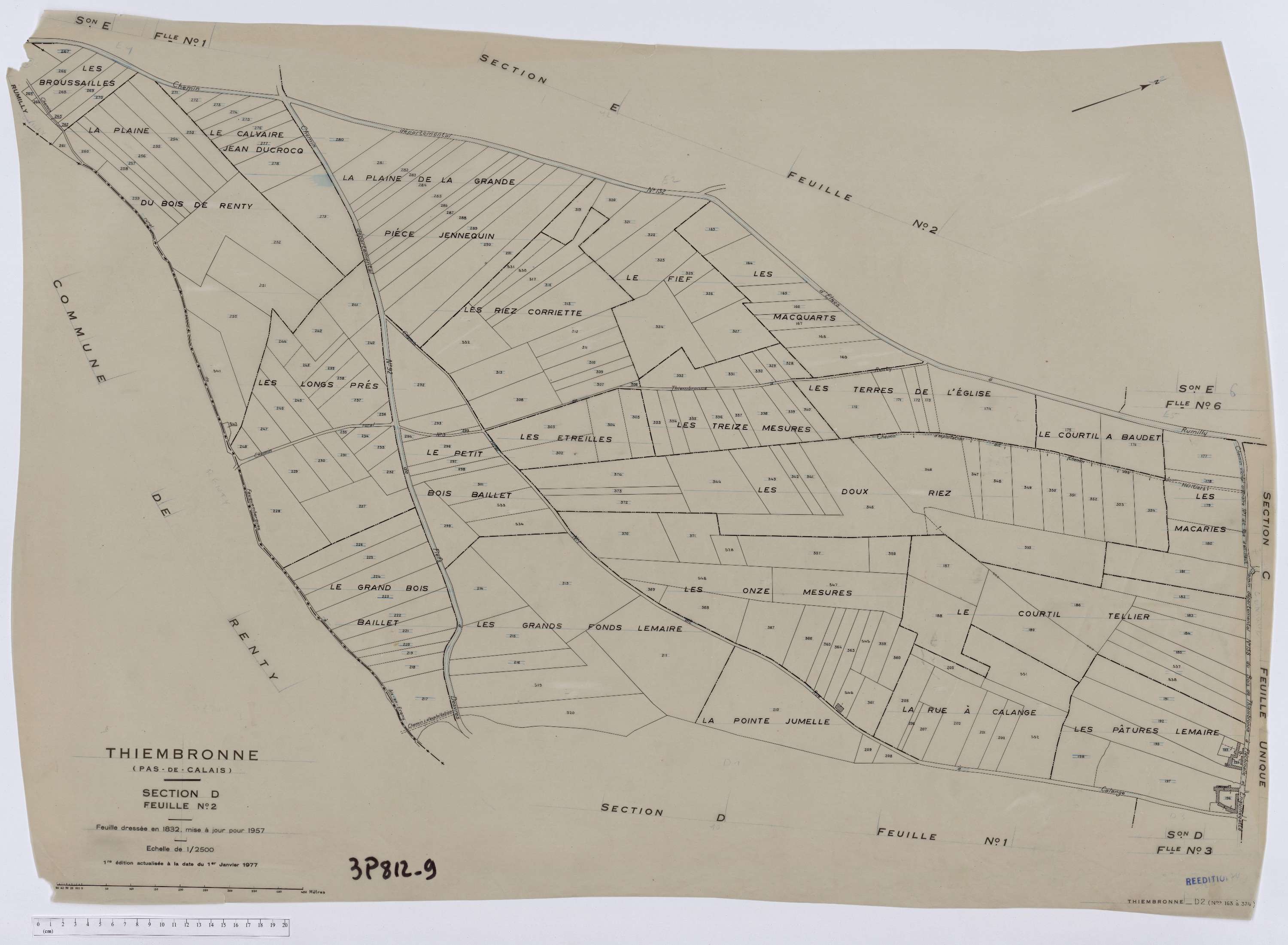 Thiembronne - Section D, feuille 2.
