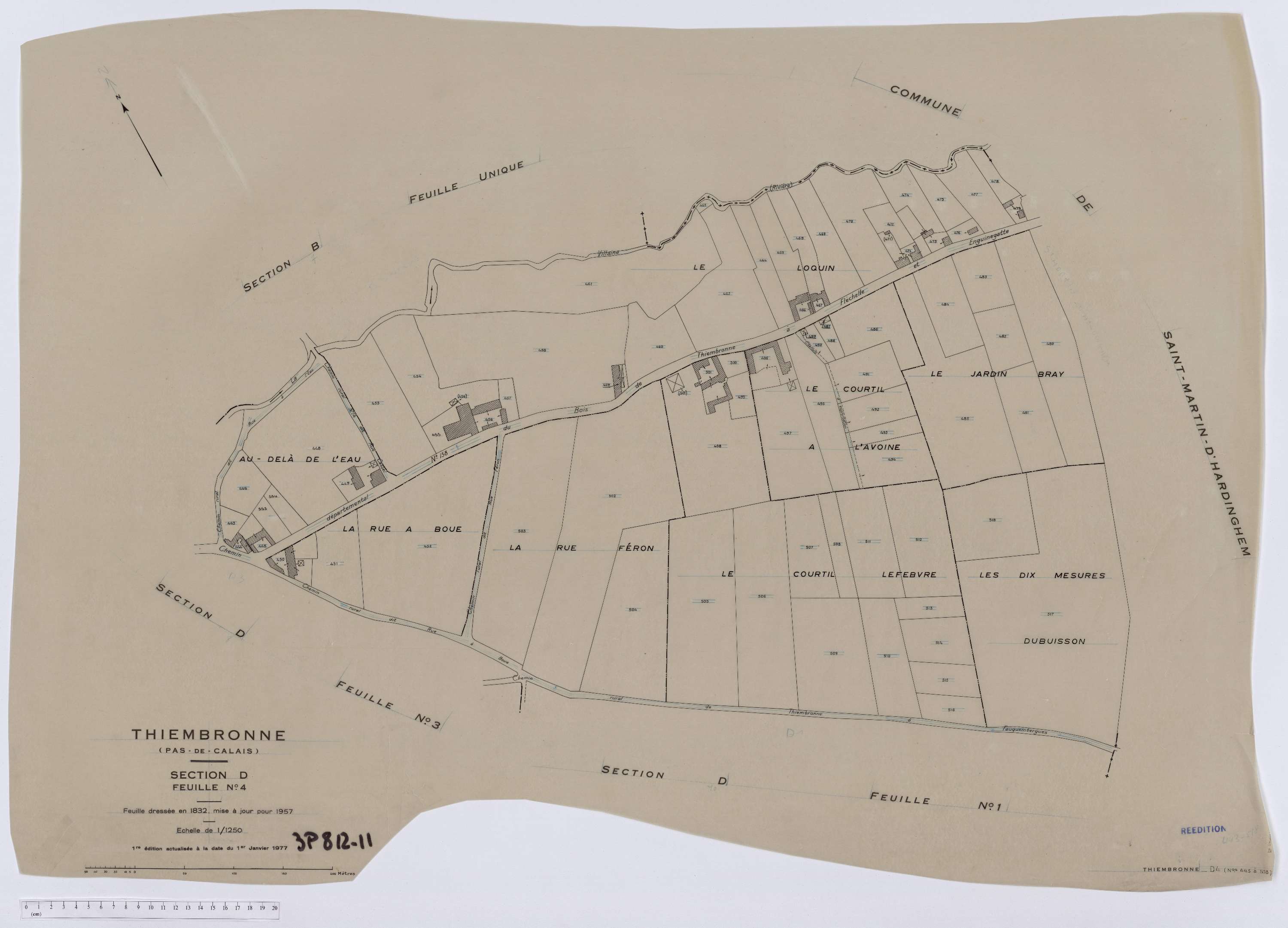 Thiembronne - Section D, feuille 4.