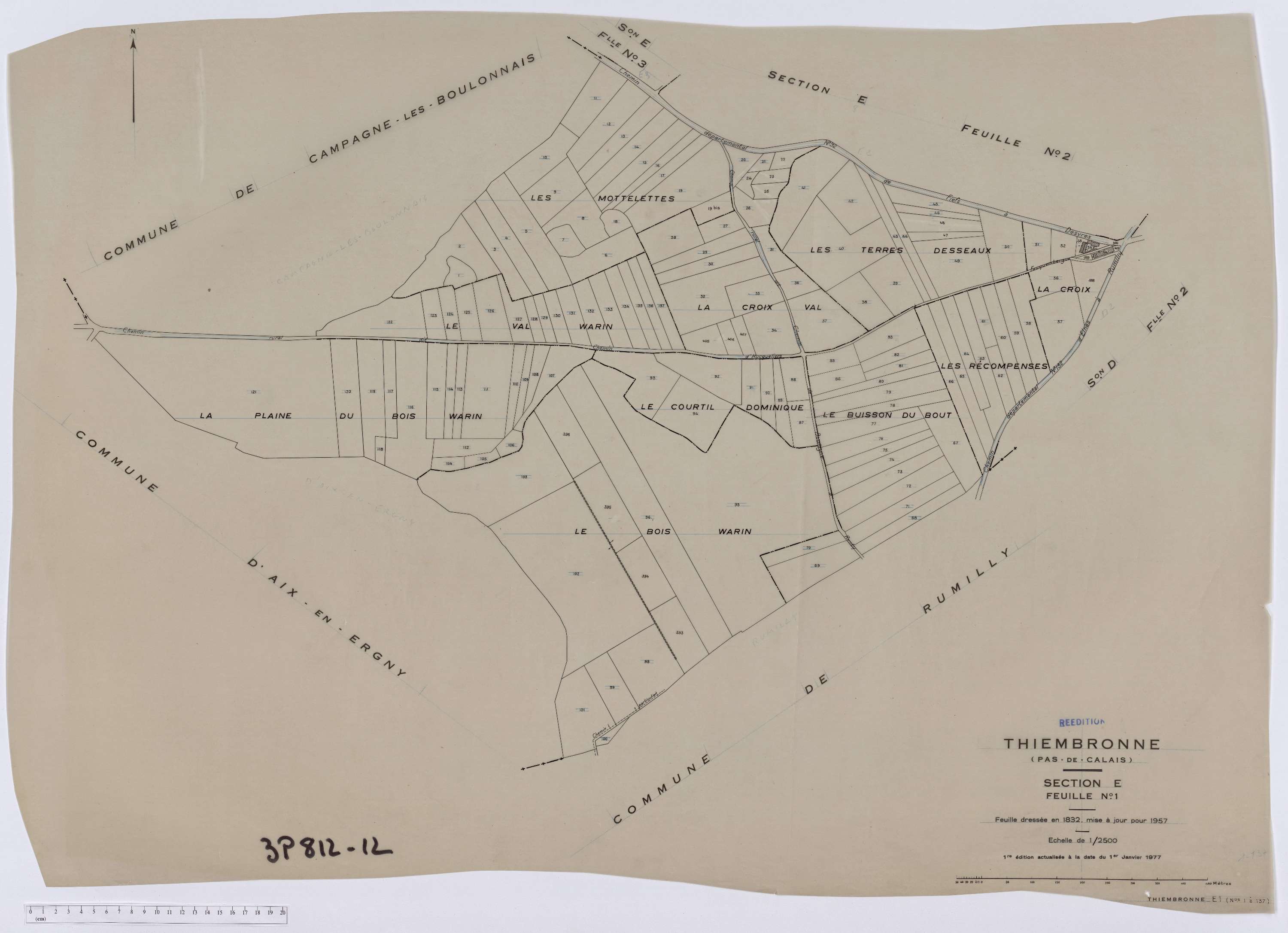 Thiembronne - Section E, feuille 1.