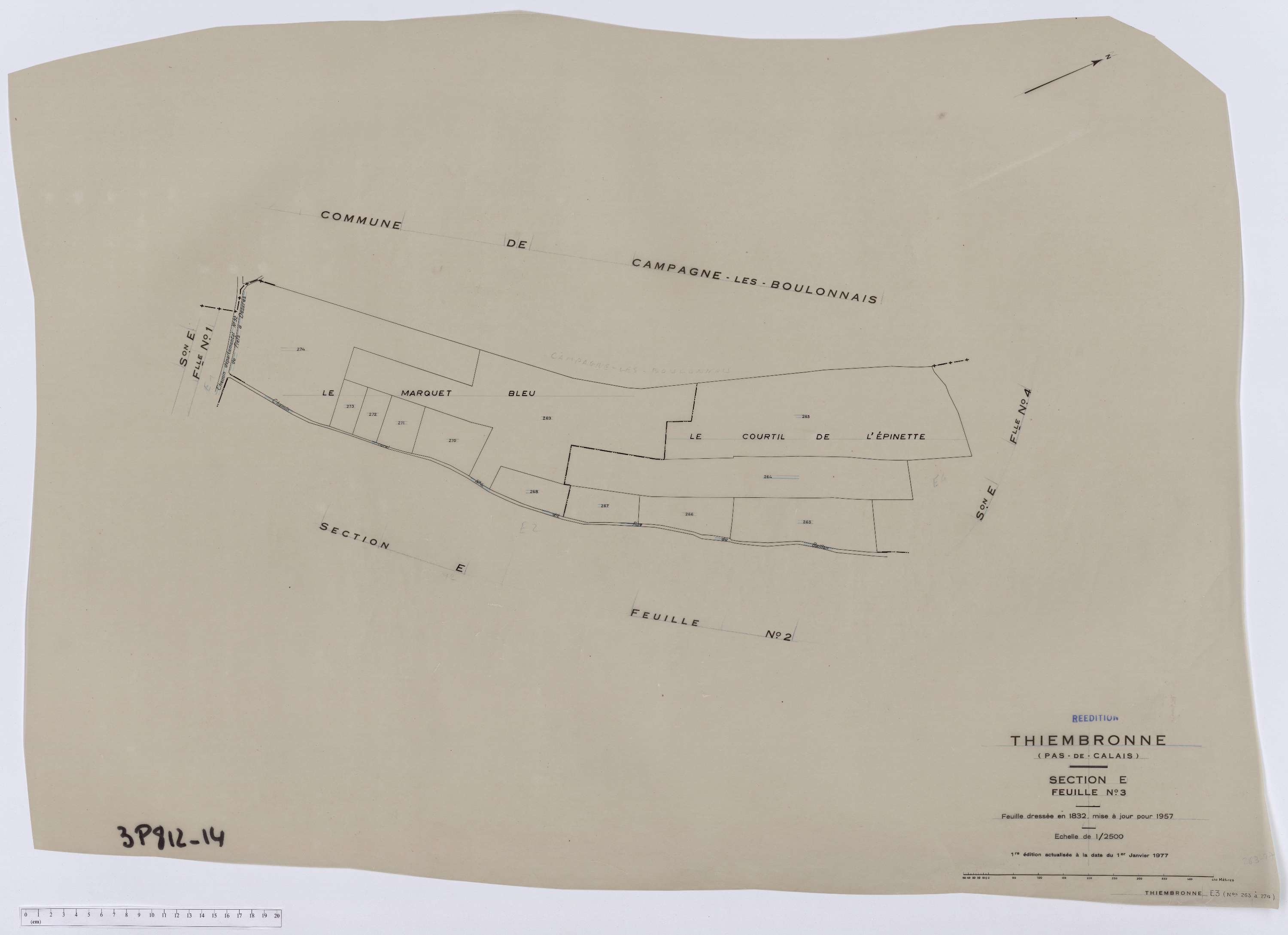 Thiembronne - Section E, feuille 3.