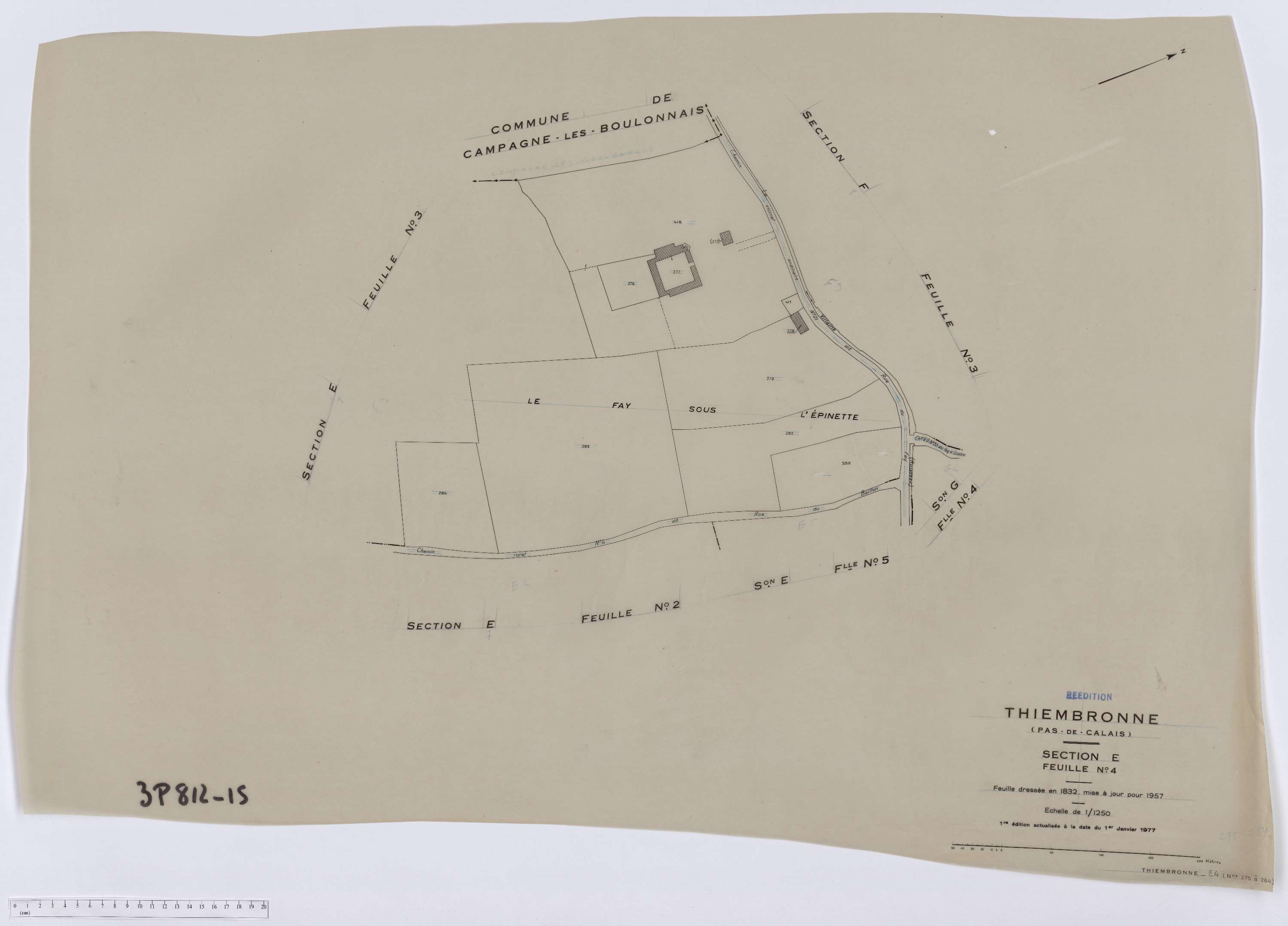 Thiembronne - Section E, feuille 4.