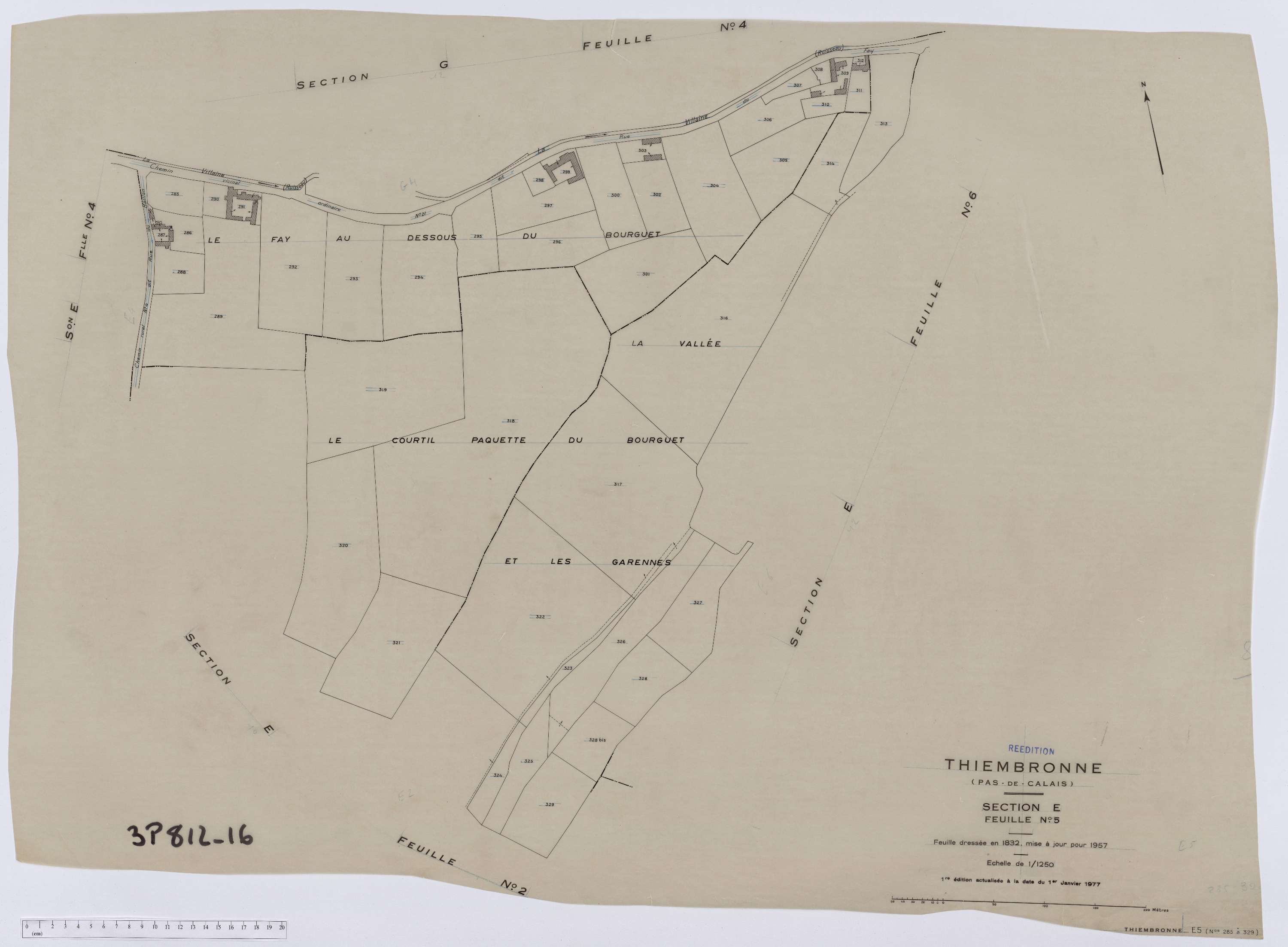 Thiembronne - Section E, feuille 5.