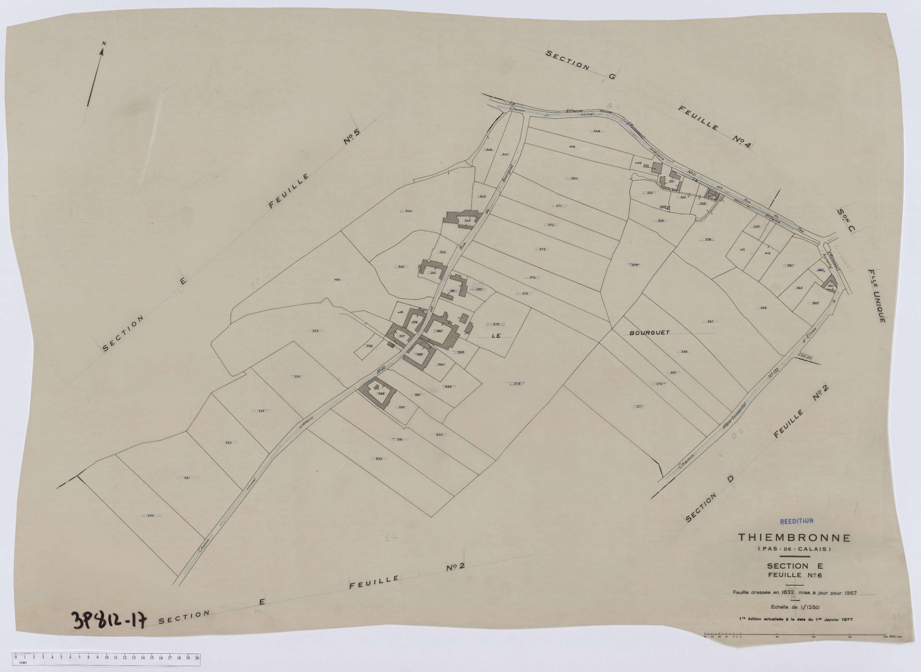 Thiembronne - Section E, feuille 6.