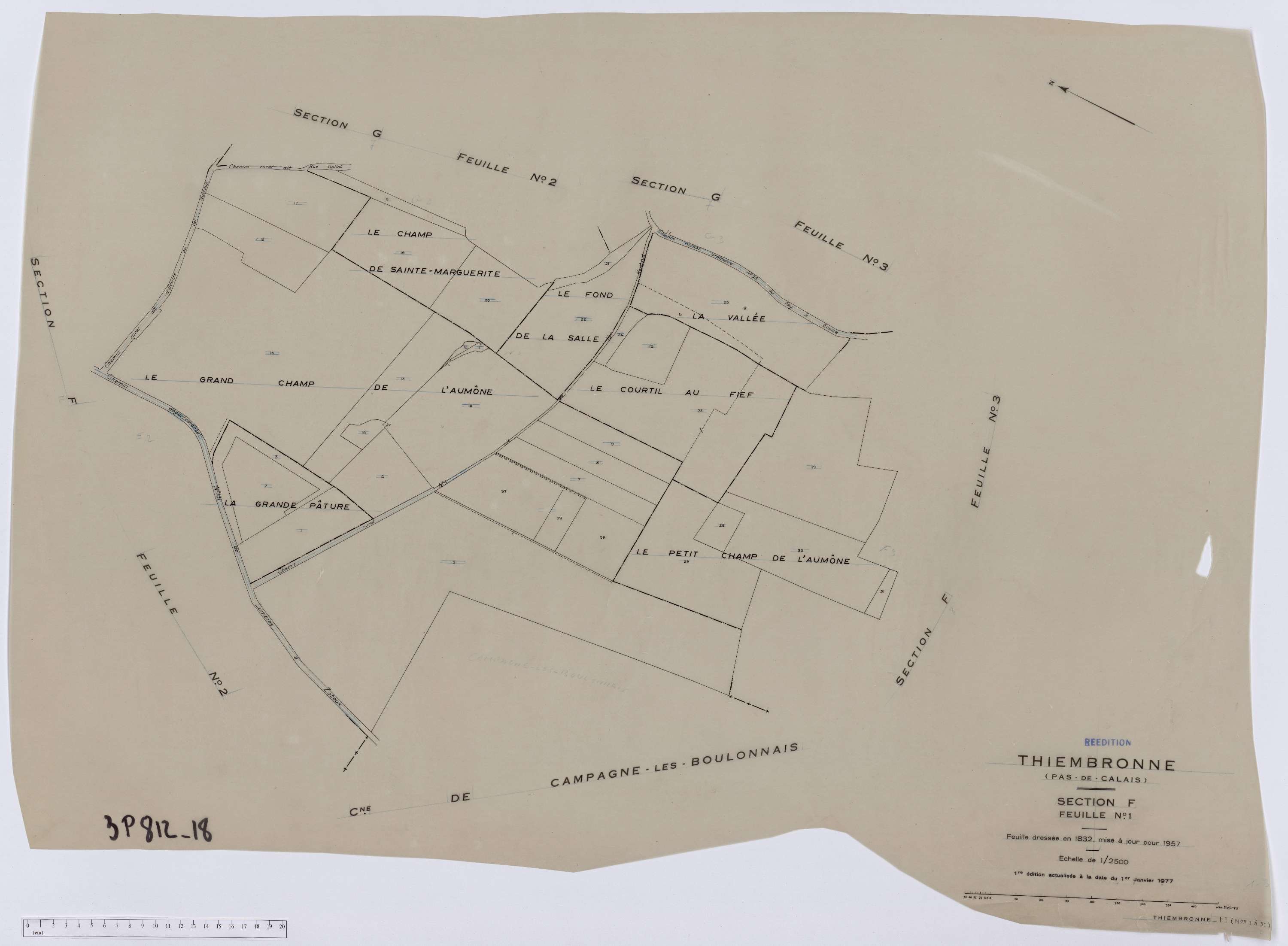 Thiembronne - Section F, feuille 1.