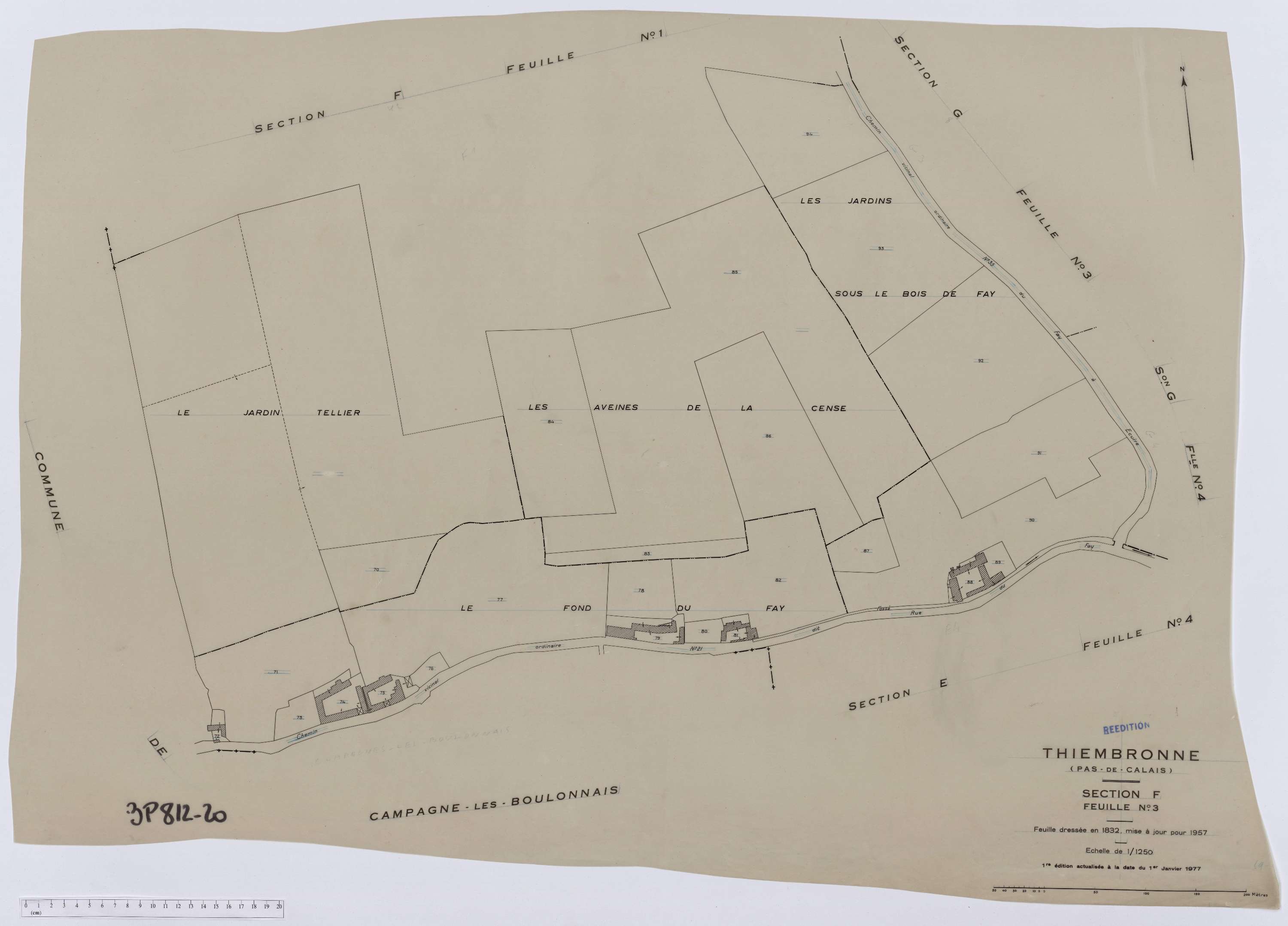Thiembronne - Section F, feuille 3.