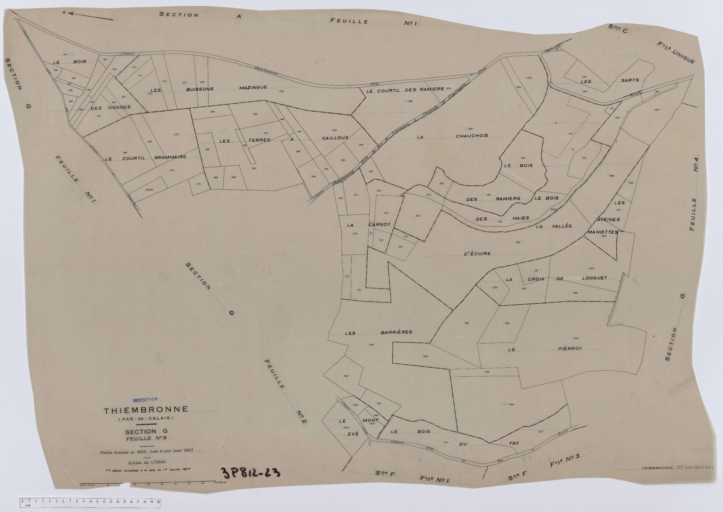Thiembronne - Section G, feuille 3.