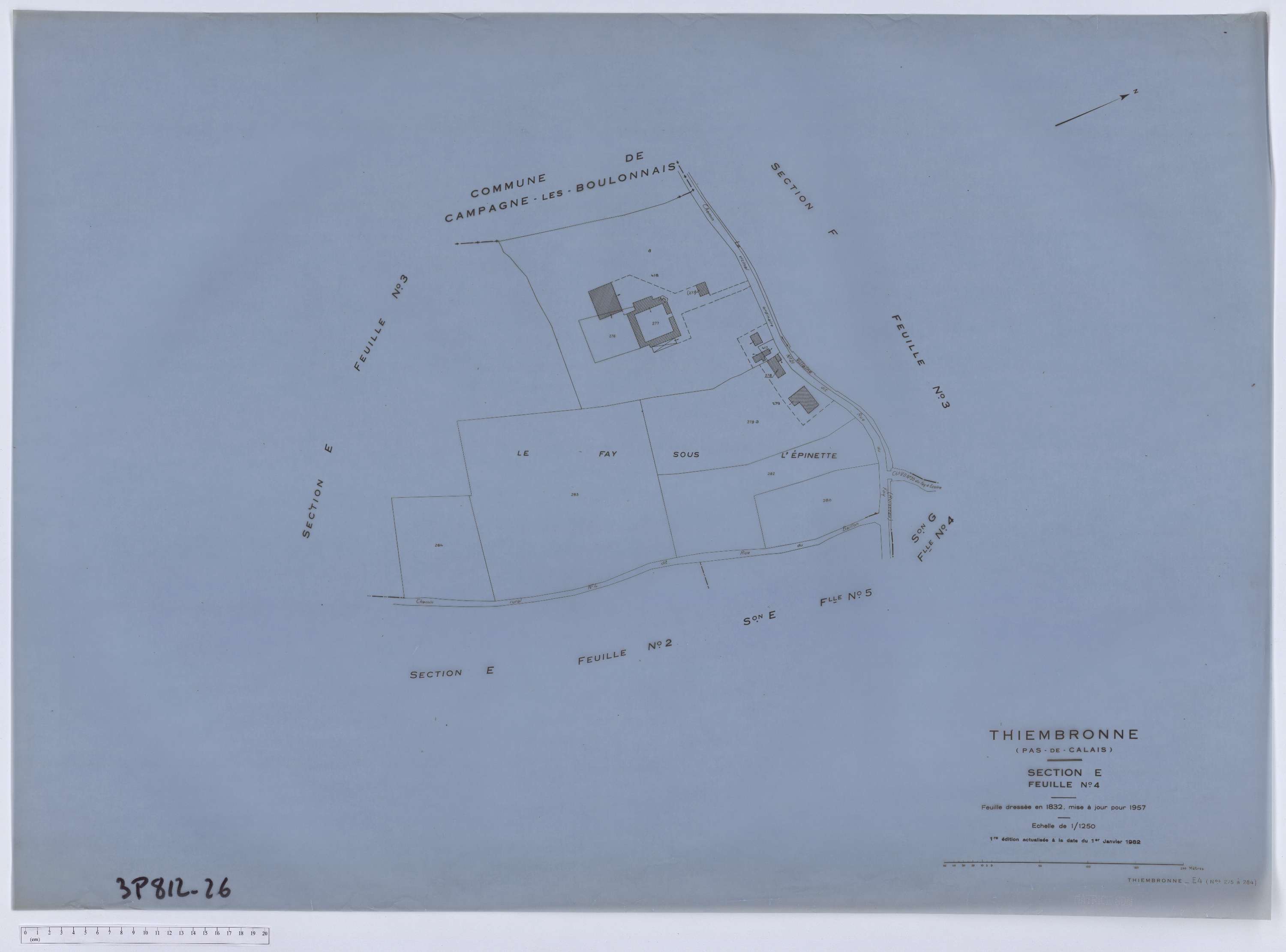 Thiembronne - Section E, feuille 4.