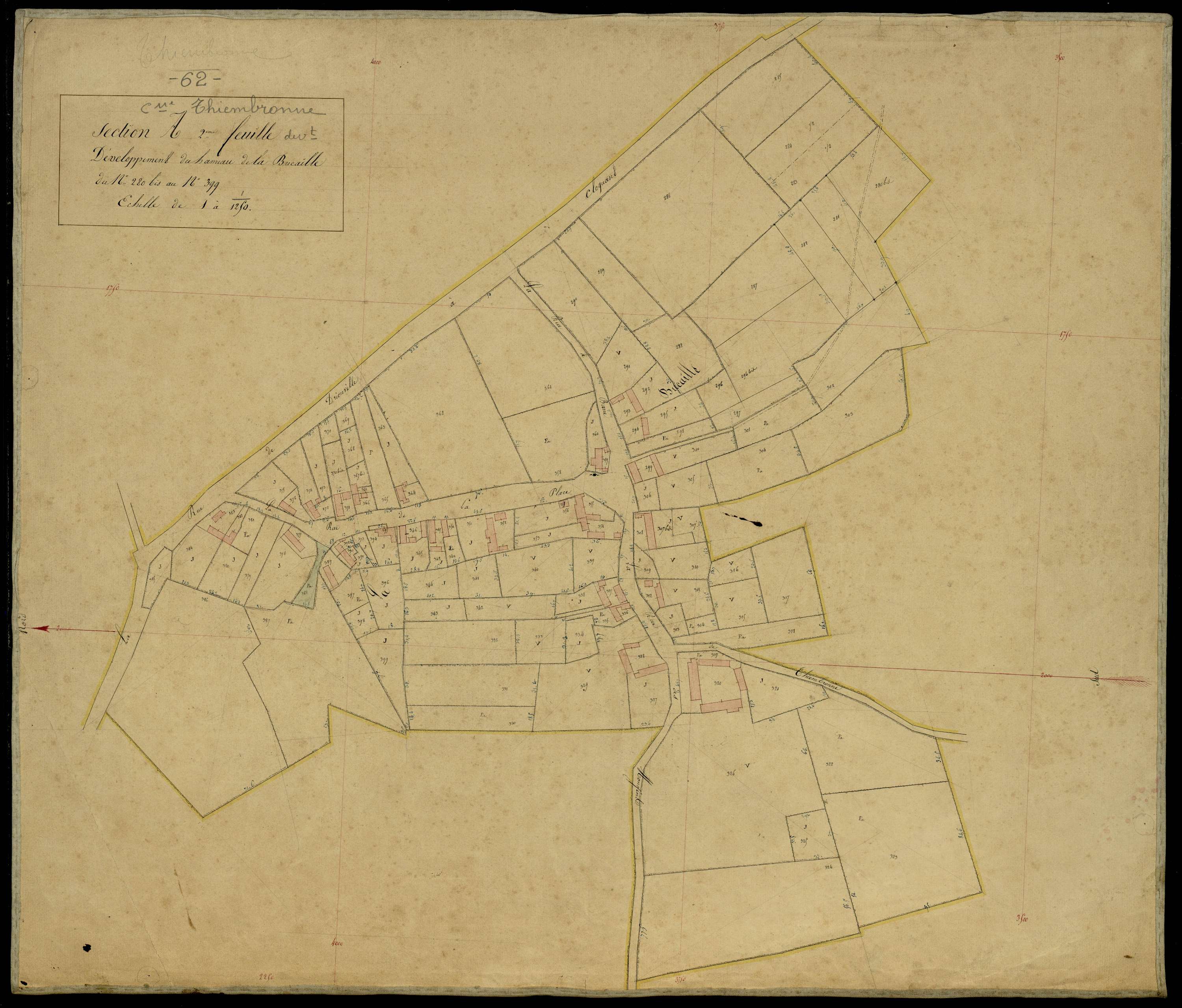 Thiembronne - Section A, 2e feuille, développement du hameau de la Bucaille