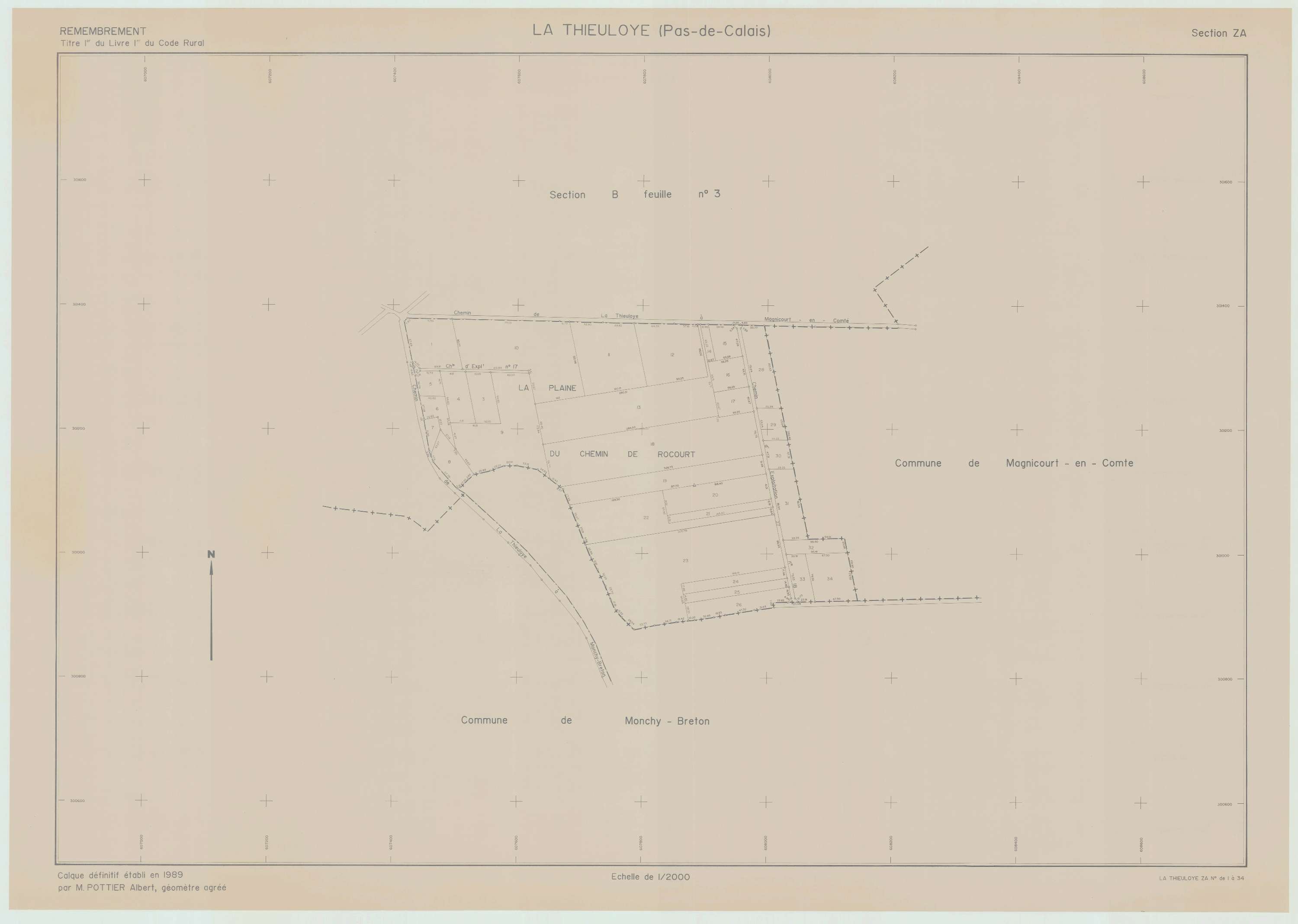 La Thieuloye - Plan de remembrement : section ZA.