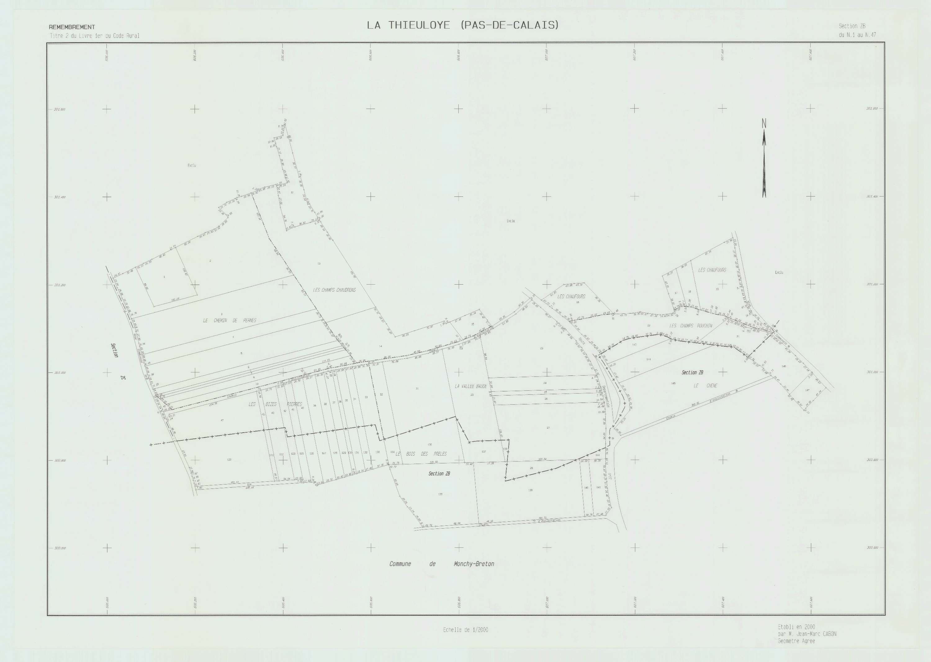 La Thieuloye - Plan de remembrement : section ZB.