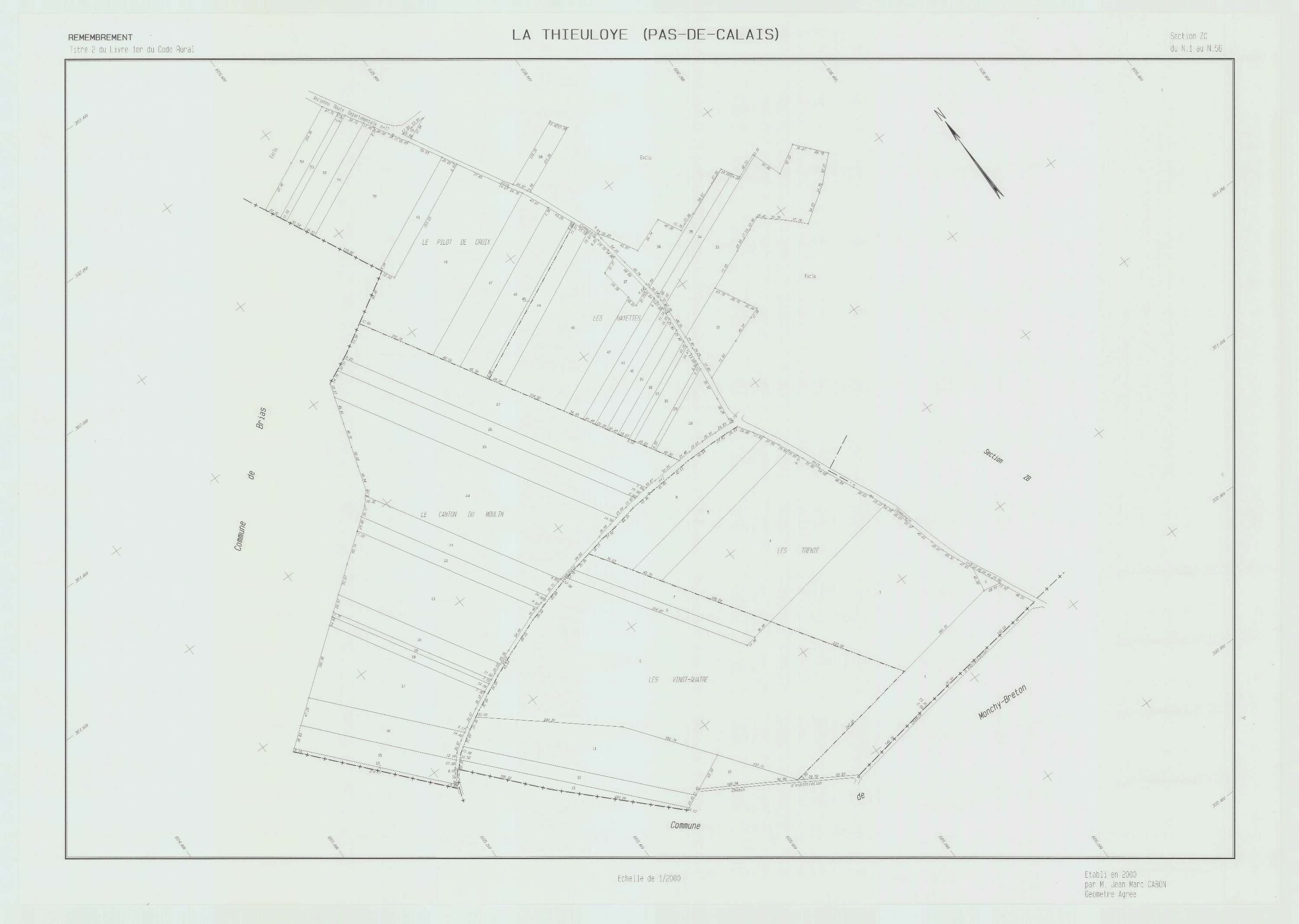 La Thieuloye - Plan de remembrement : section ZC.